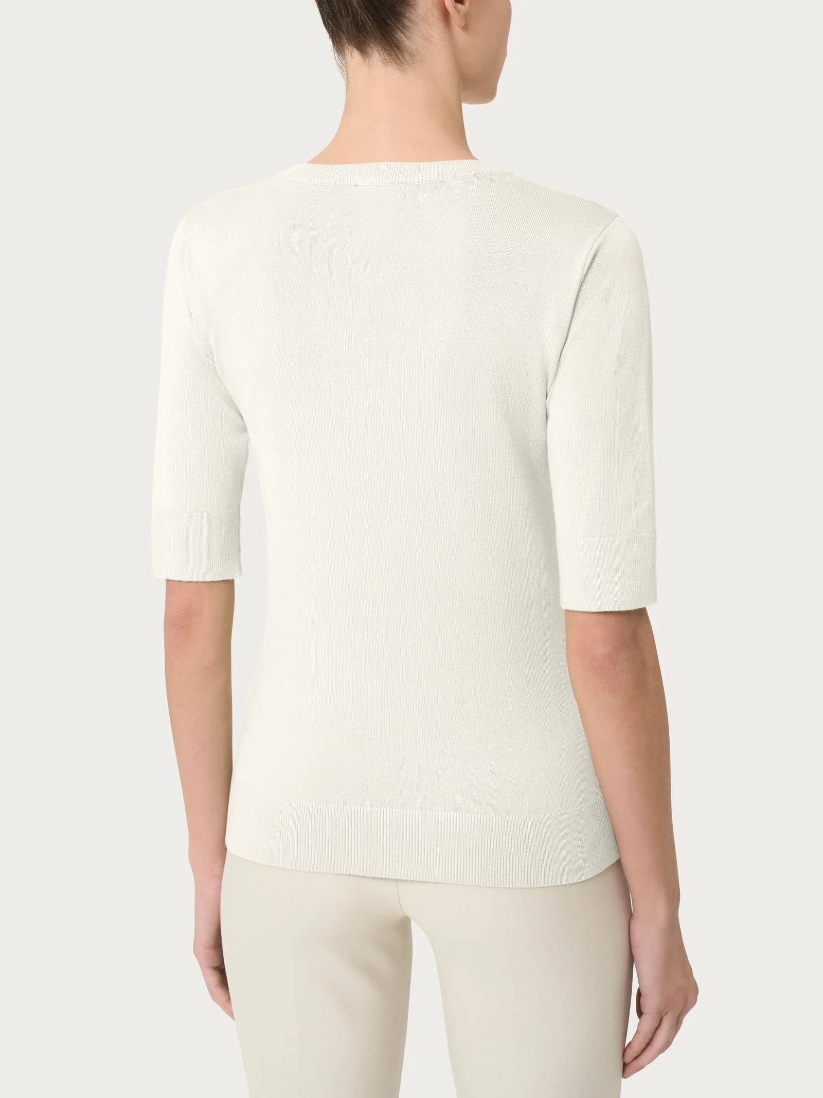 Maglia girocollo con manica corta Four Seasons - Avorio - Image 2