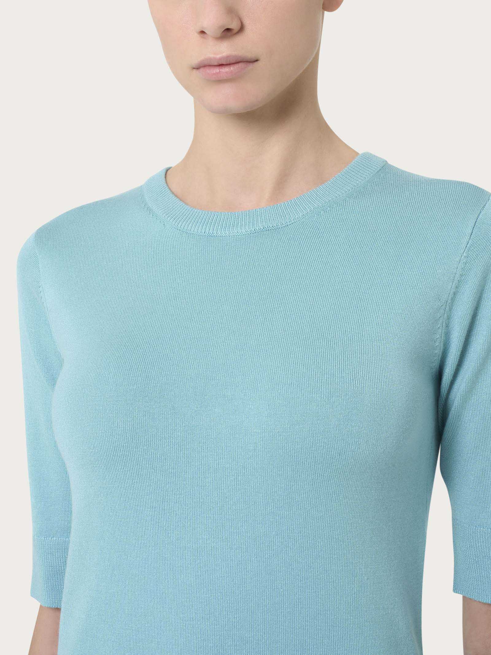 Maglia girocollo con manica corta Four Seasons - Nile Blue - Image 3
