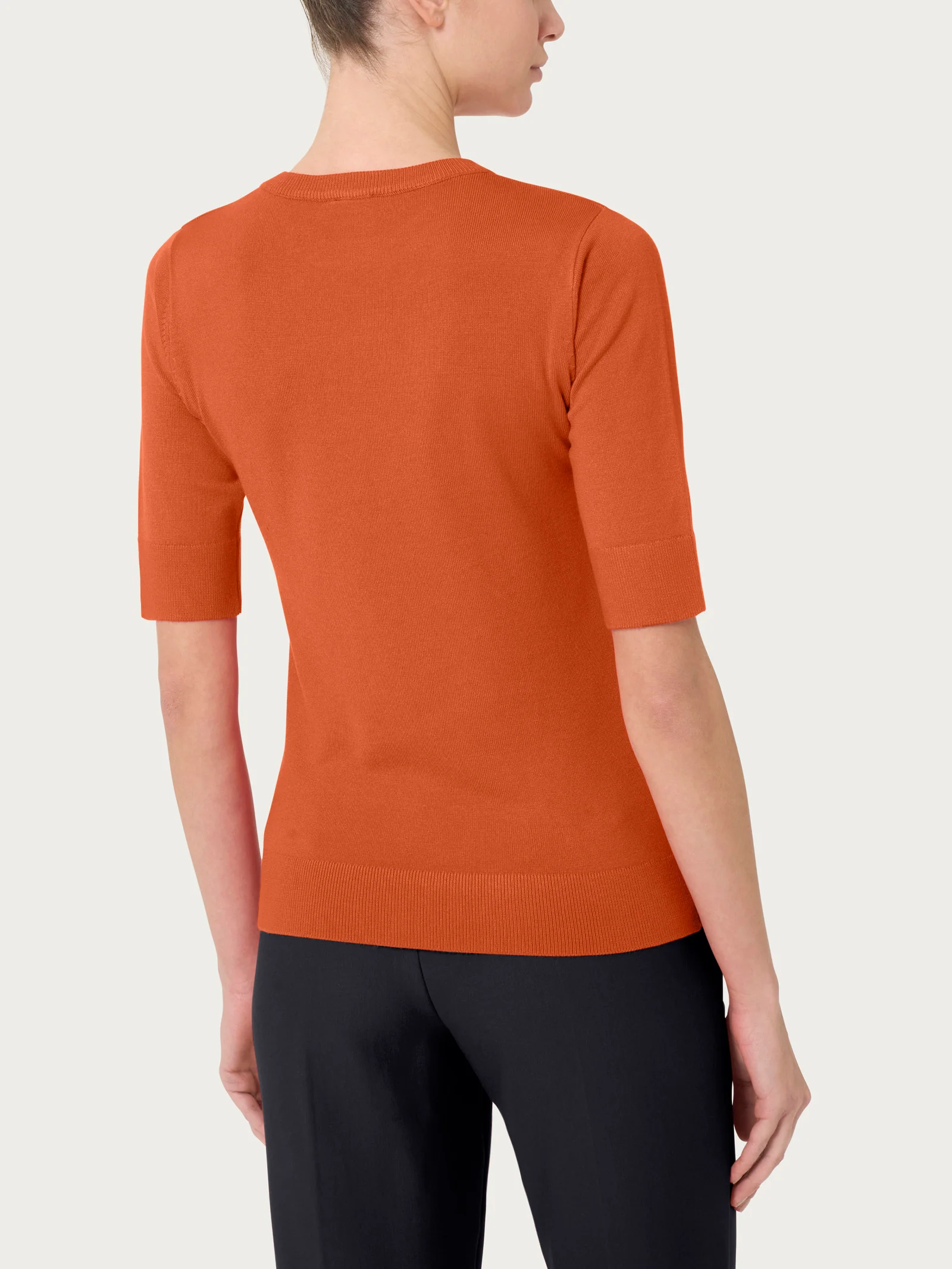 Maglia girocollo con manica corta Four Seasons - Rust - Image 2