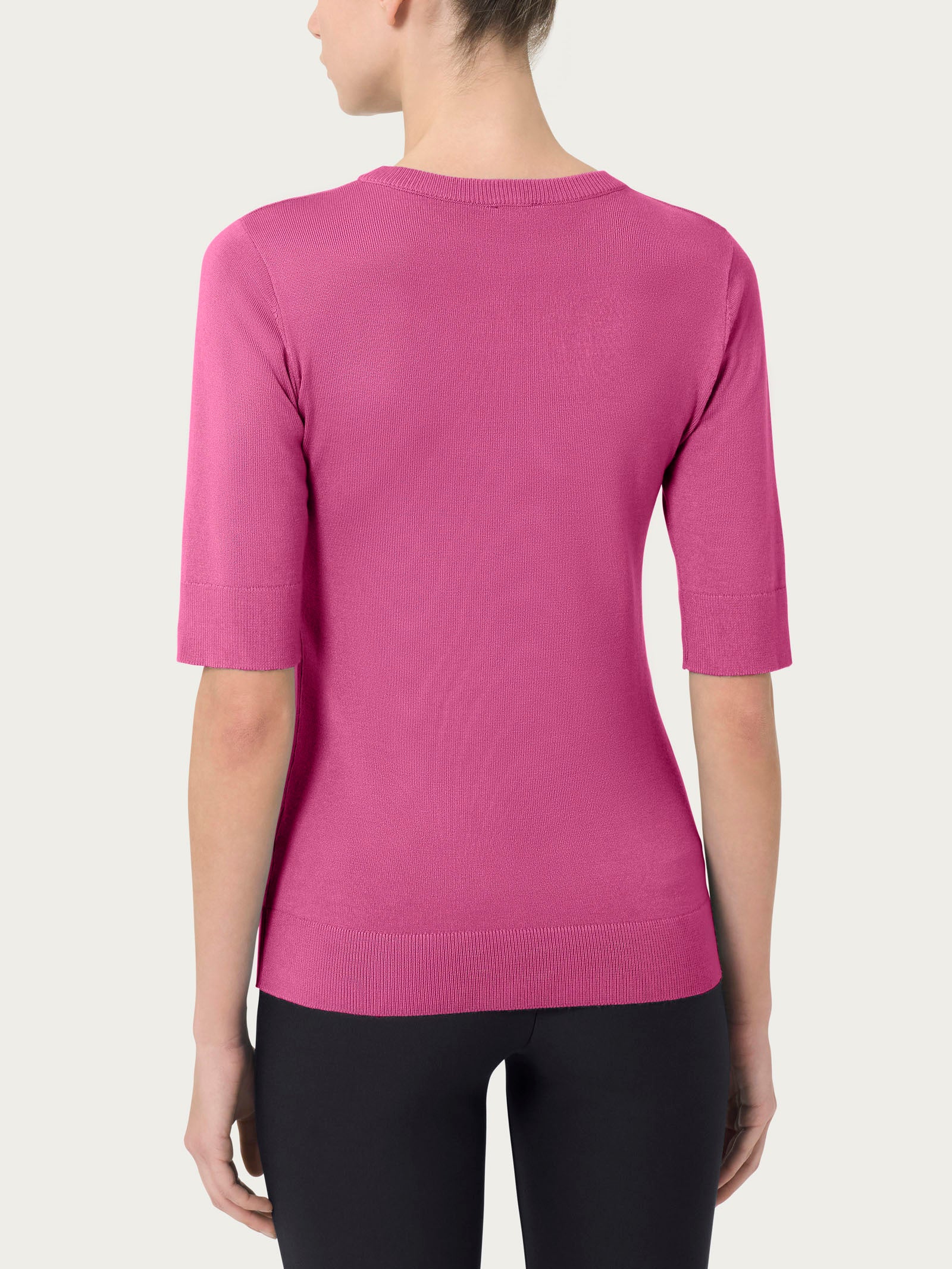 Maglia girocollo con manica corta Four Seasons - Red Violet - Image 2