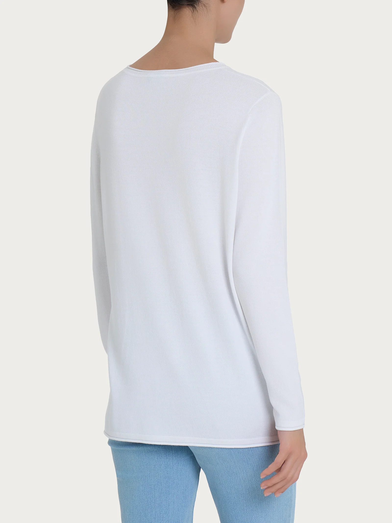 Maglia girocollo con manica lunga in Summertime - Bianco - Image 2