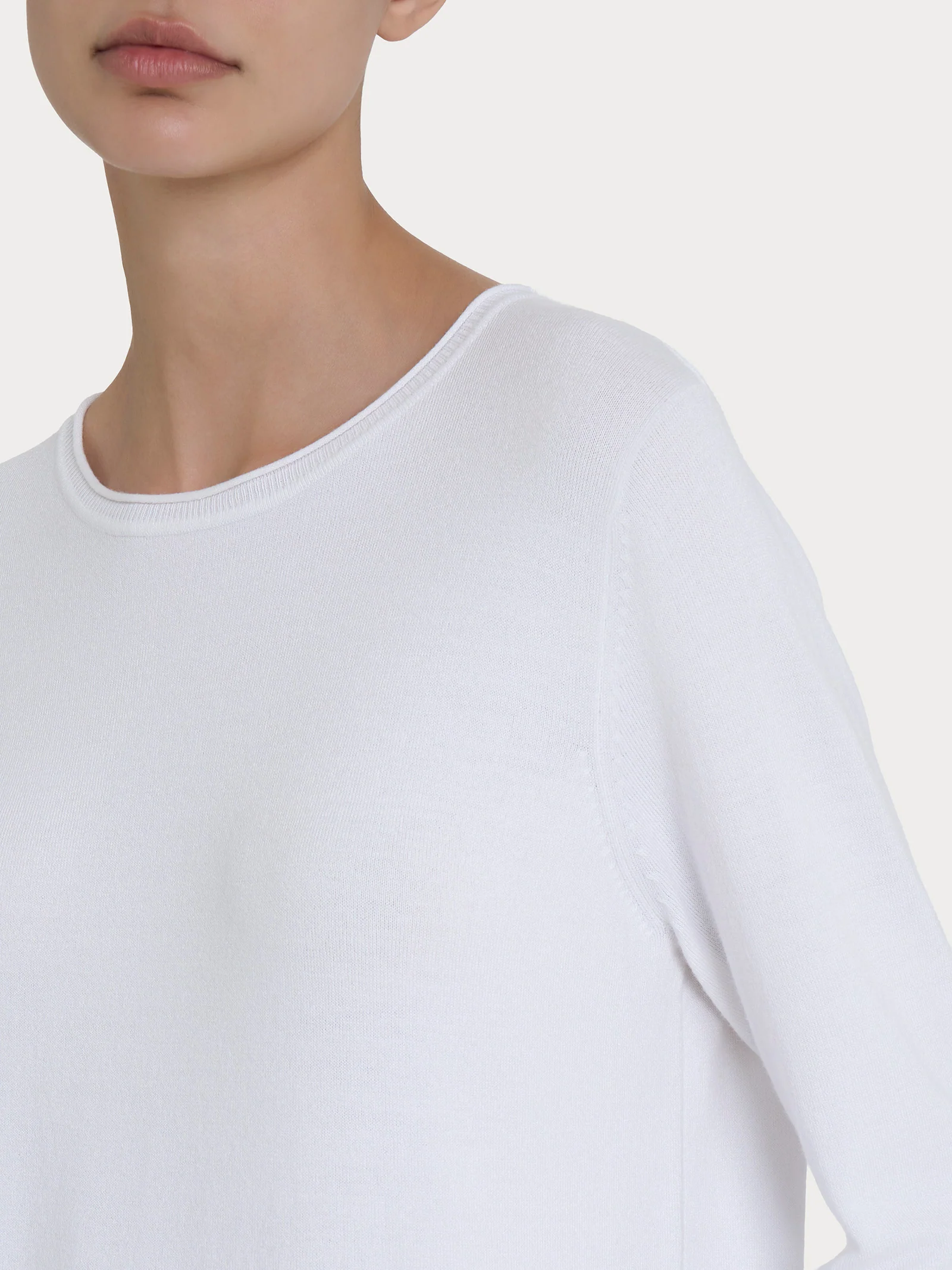 Maglia girocollo con manica lunga in Summertime - Bianco - Image 3