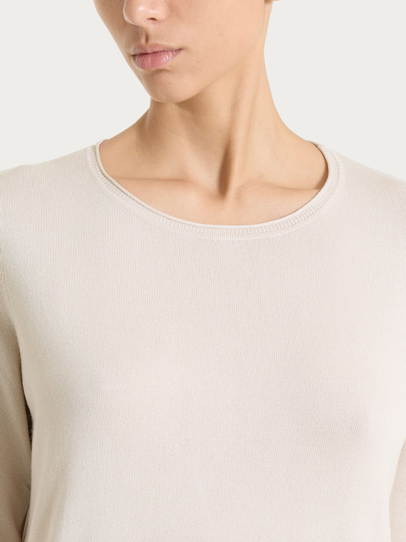 Maglia girocollo con manica lunga in Summertime - Champignon - Image 3