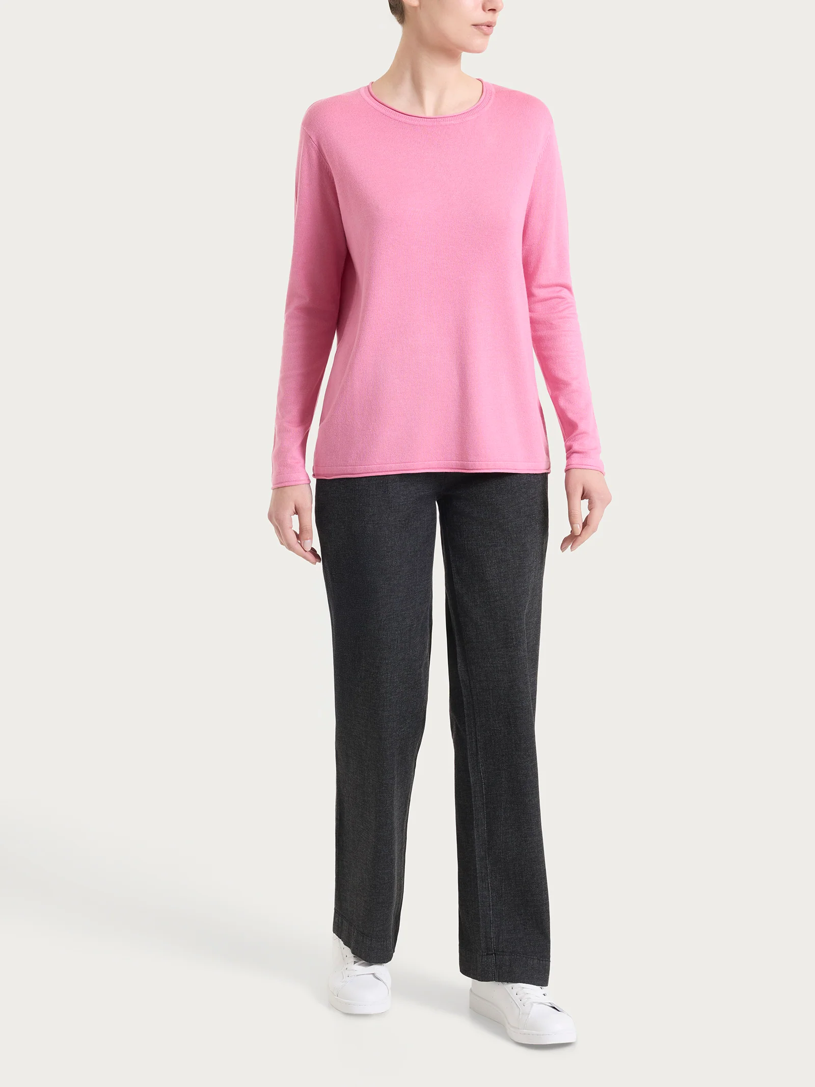 Maglia girocollo con manica lunga in Summertime - Cashmere Rose - Image 4