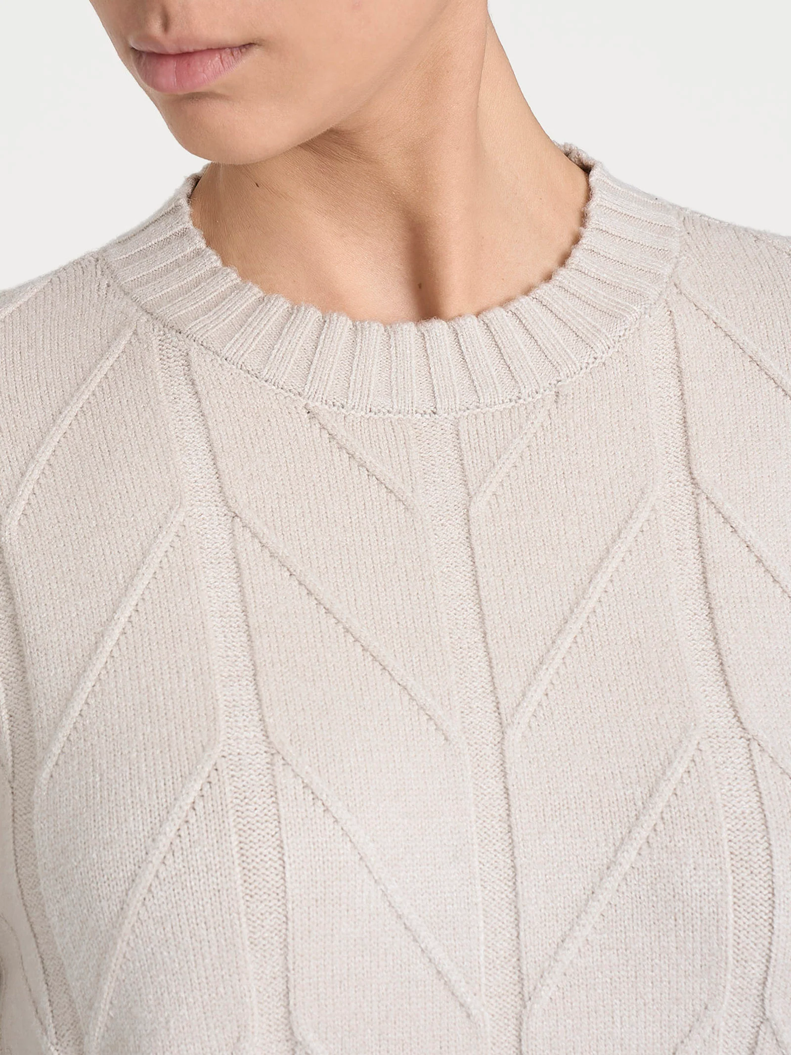 Maglia girocollo con punto spiga in Super Soft - Champignon - Image 4