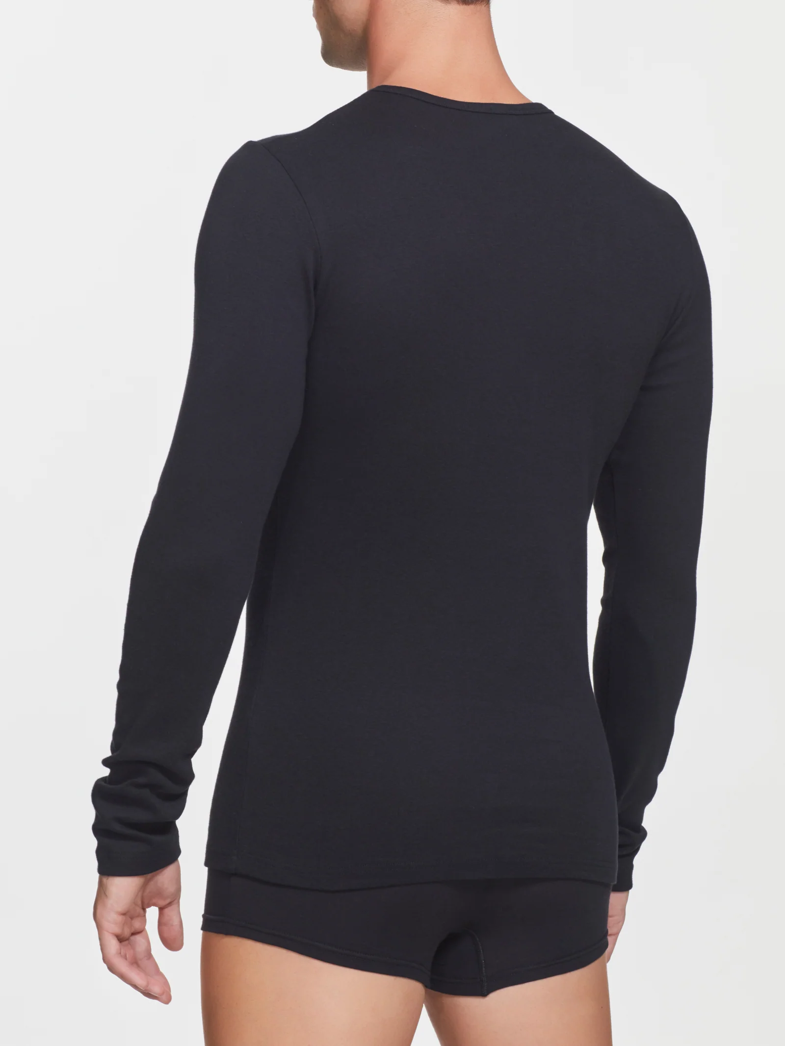 Maglia girocollo in caldo cotone  - Nero - Image 3