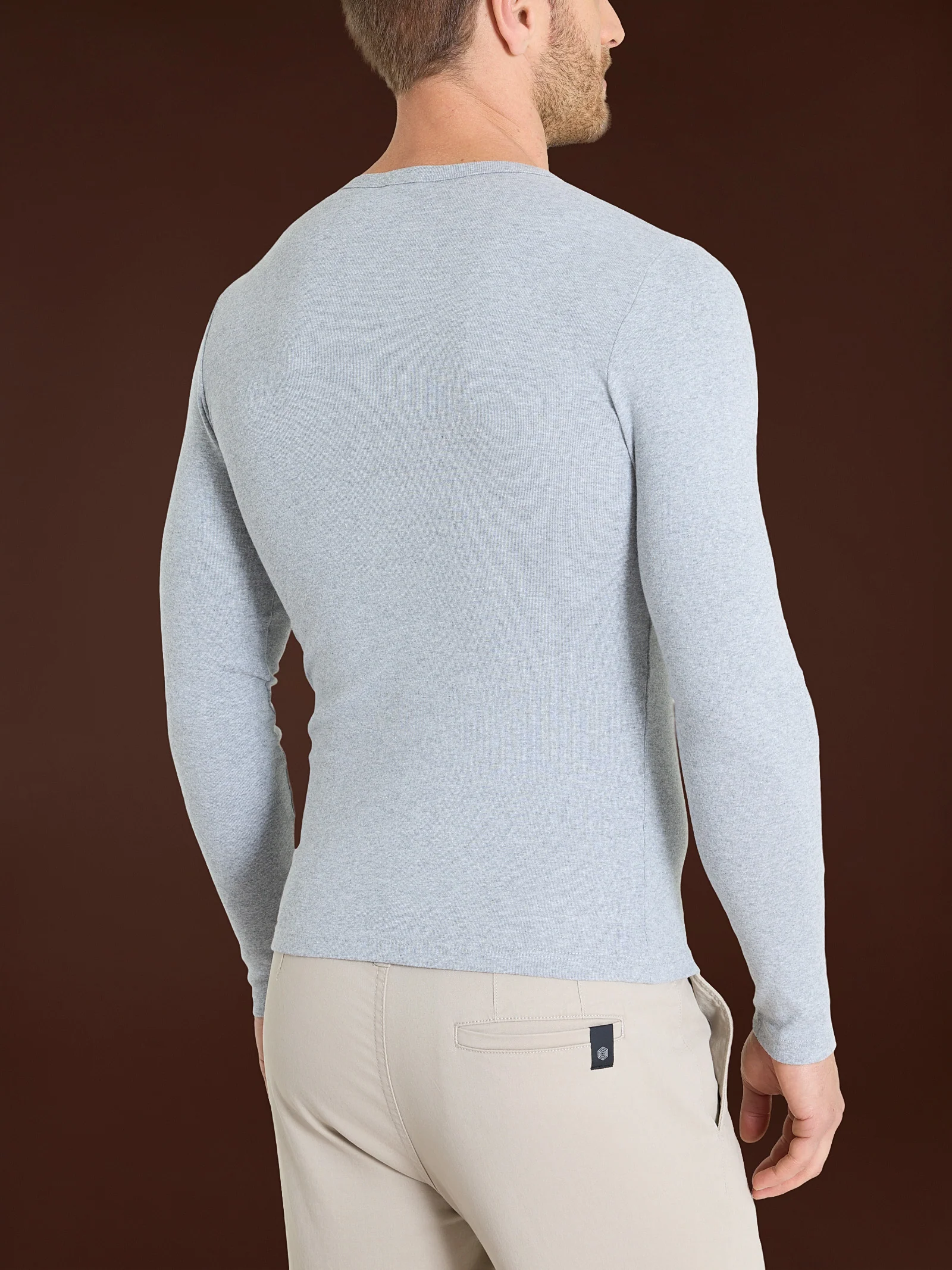 Maglia girocollo in caldo cotone  - Argento Mel. - Image 2