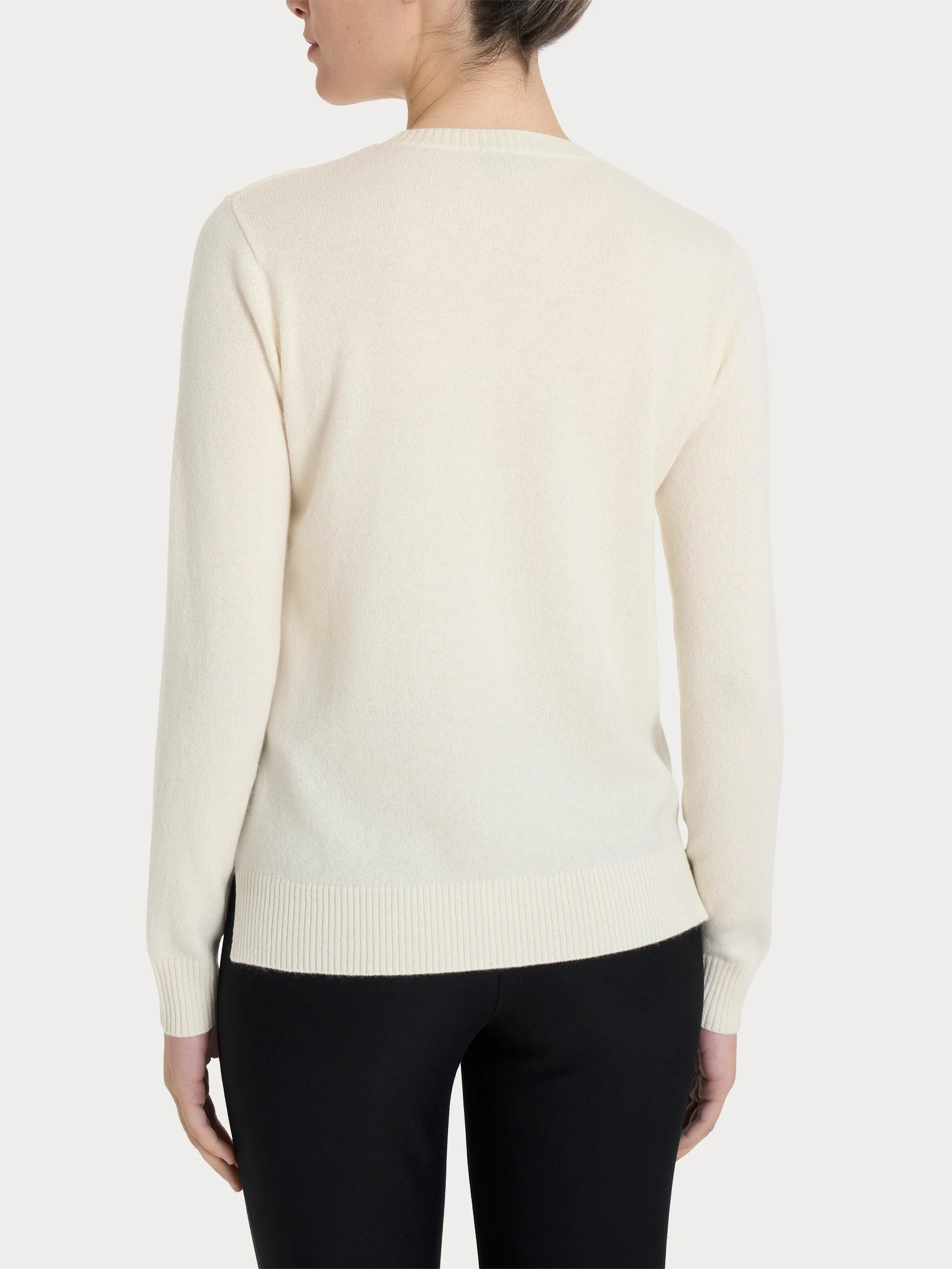 Maglia girocollo in cashmerino - Avorio - Image 2