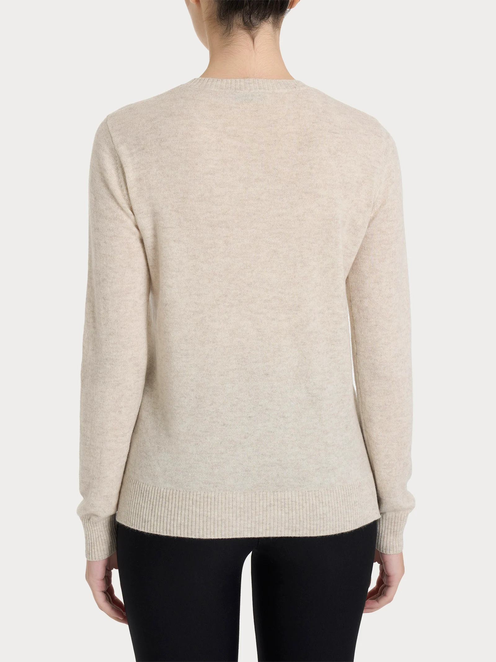 Maglia girocollo in cashmerino - Champignon mel. - Image 2