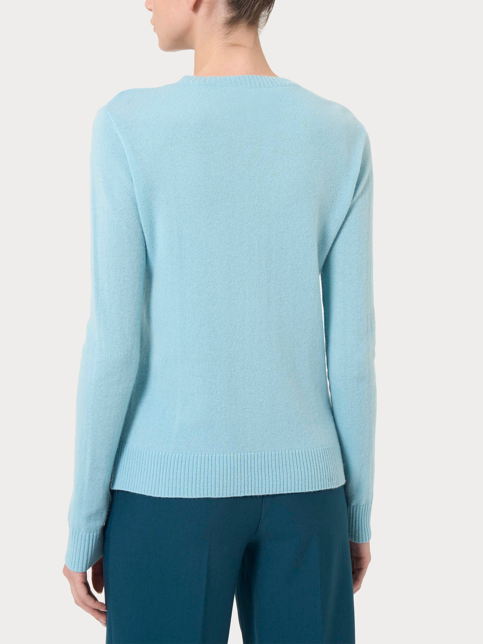 Maglia girocollo in cashmerino - Nile Blue - Image 2