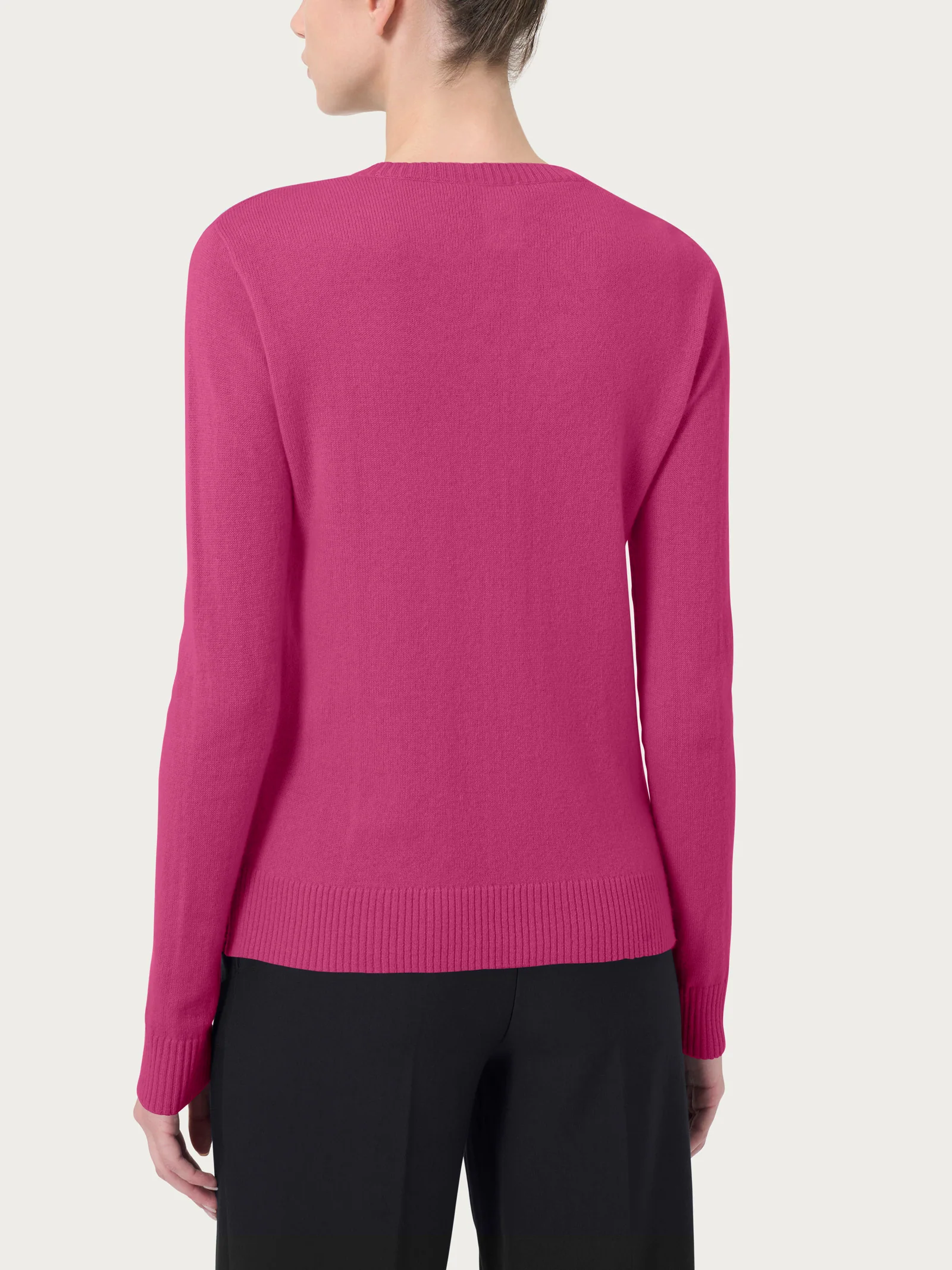 Maglia girocollo in cashmerino - Red Violet - Image 2