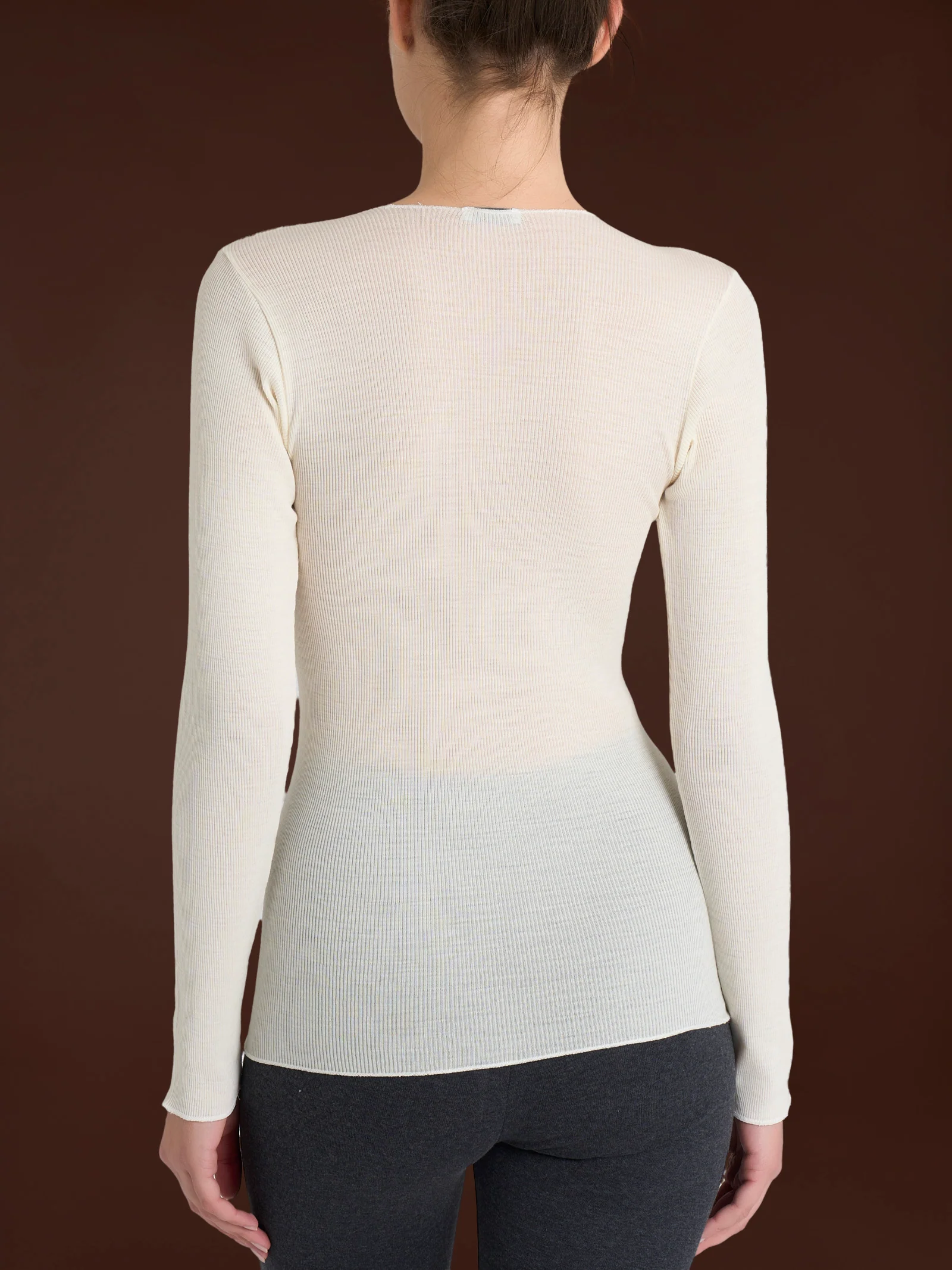 Maglia girocollo in Lana Seta  - B.co Lana - Image 2