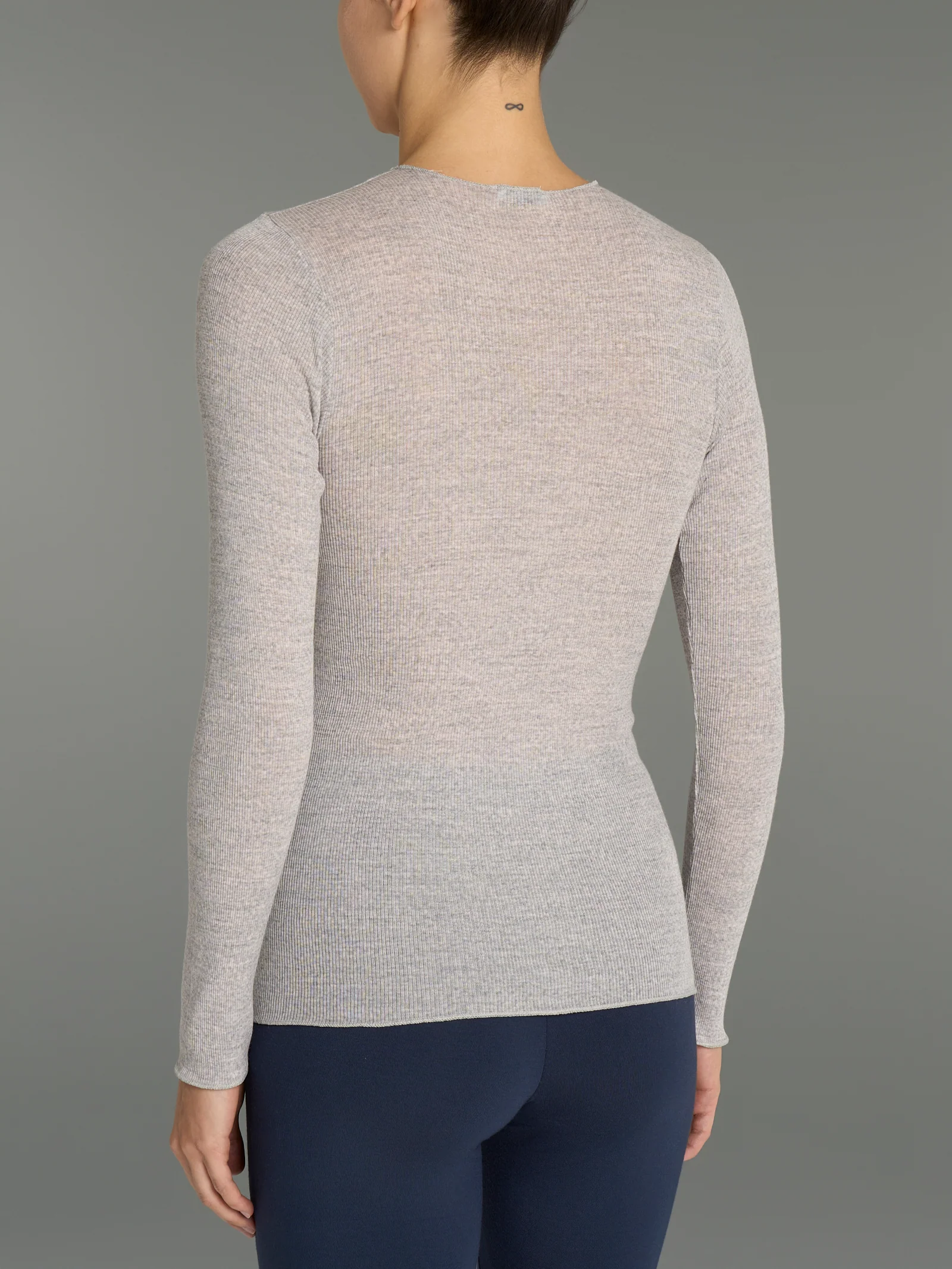 Maglia girocollo in Lana Seta  - Vapore Mel. - Image 2