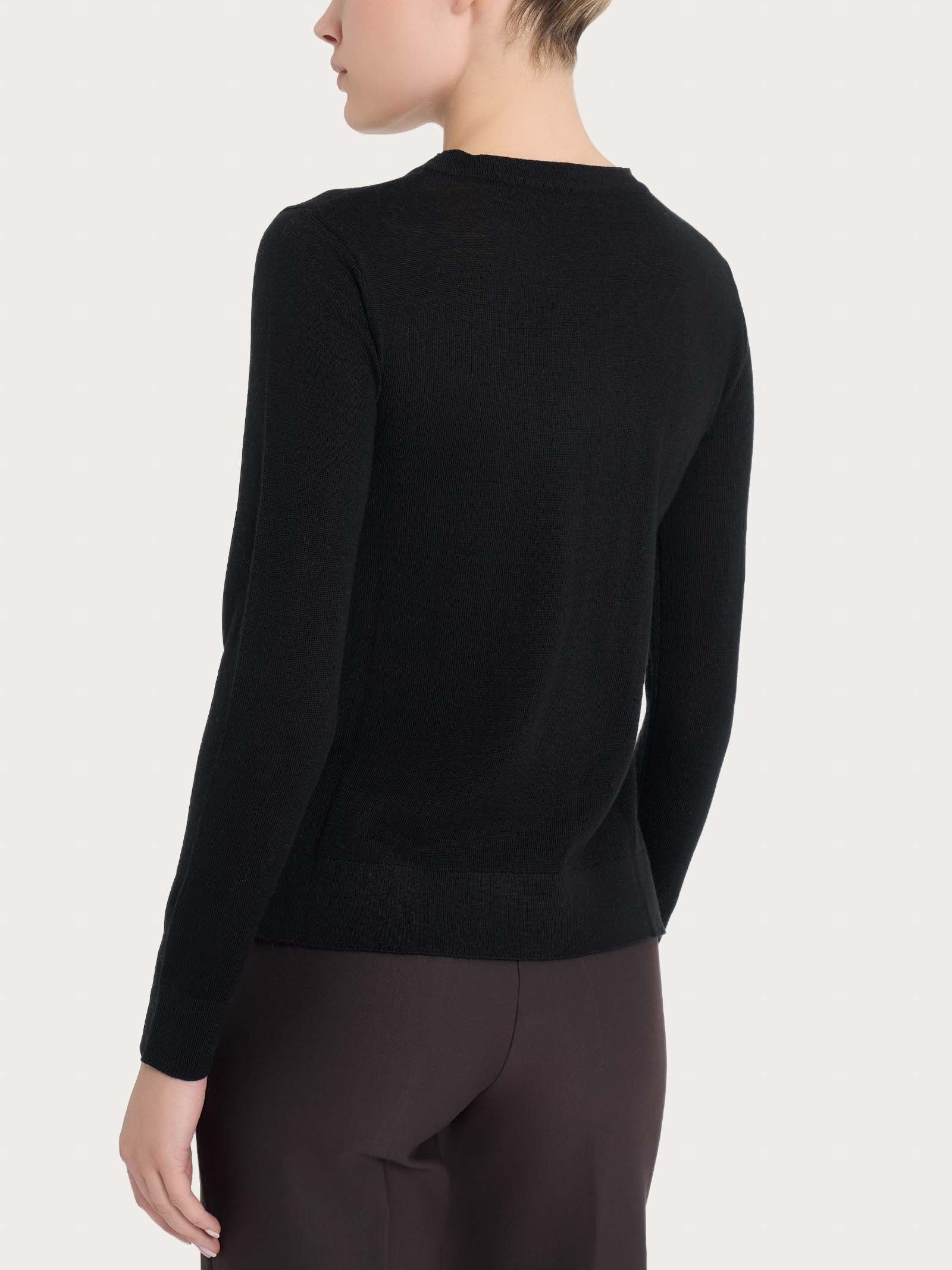 Maglia girocollo in Merino Soft - Nero - Image 2