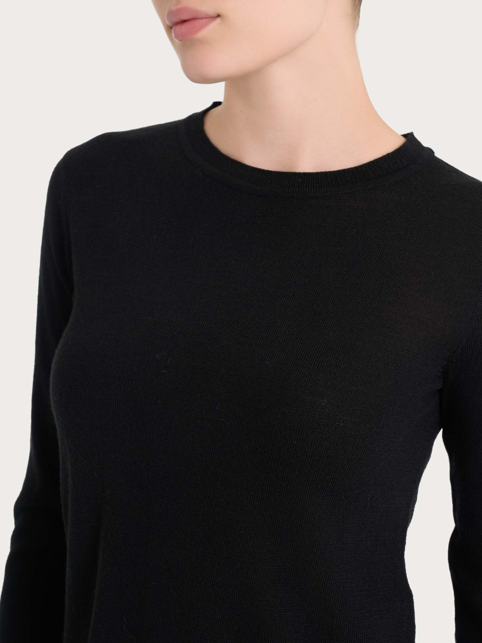 Maglia girocollo in Merino Soft - Nero - Image 3