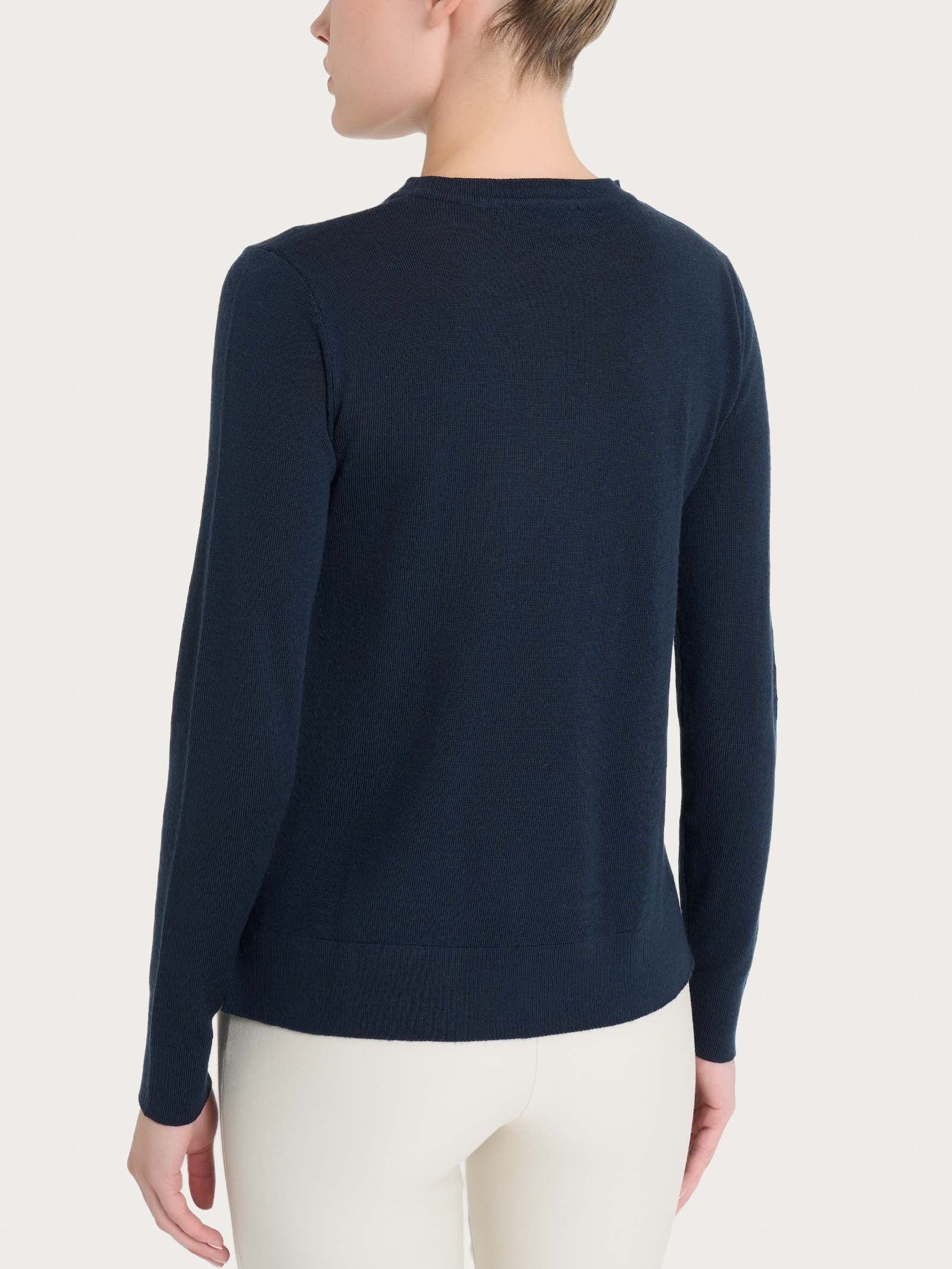 Maglia girocollo in Merino Soft - Bleu - Image 2