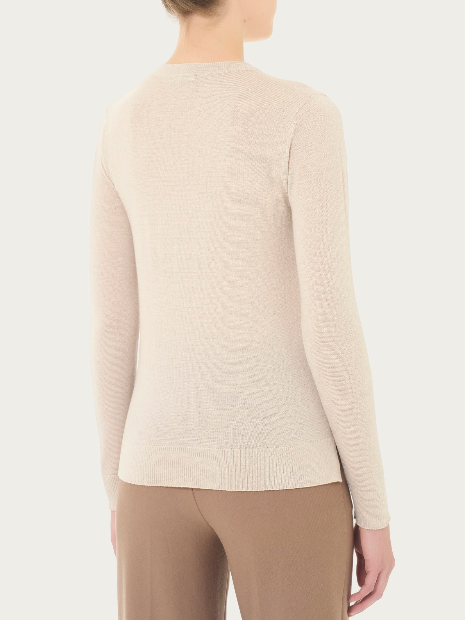 Maglia girocollo in Merino Soft - Champignon - Image 2