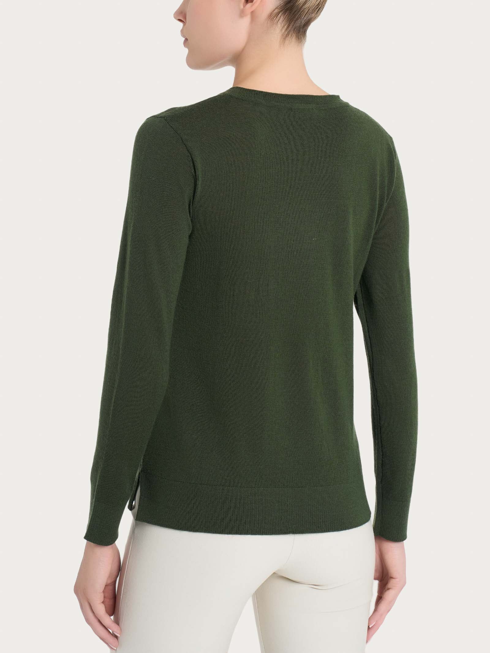 Maglia girocollo in Merino Soft -  Kombu Green - Image 2
