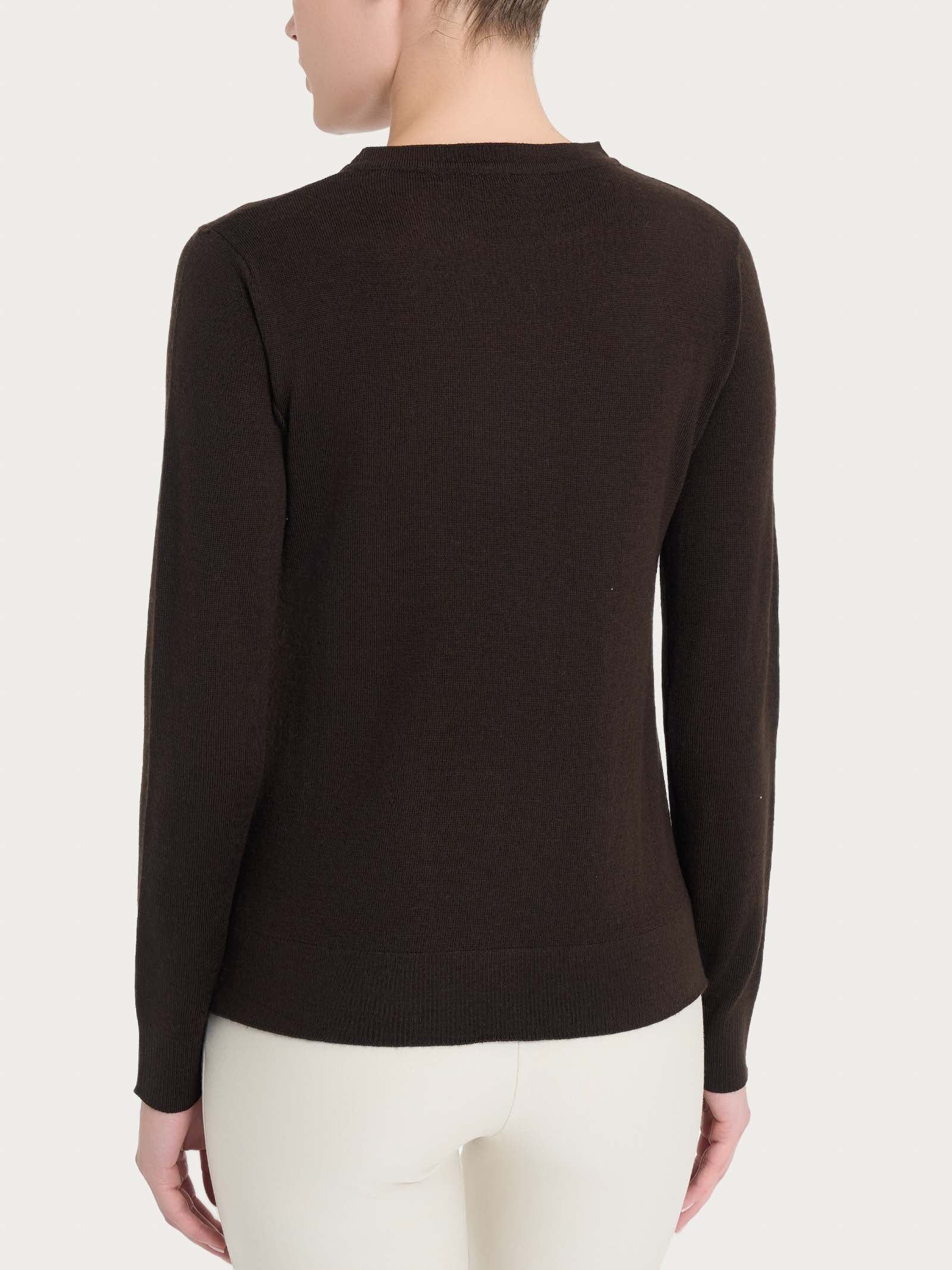 Maglia girocollo in Merino Soft - Chocolate Torte - Image 2