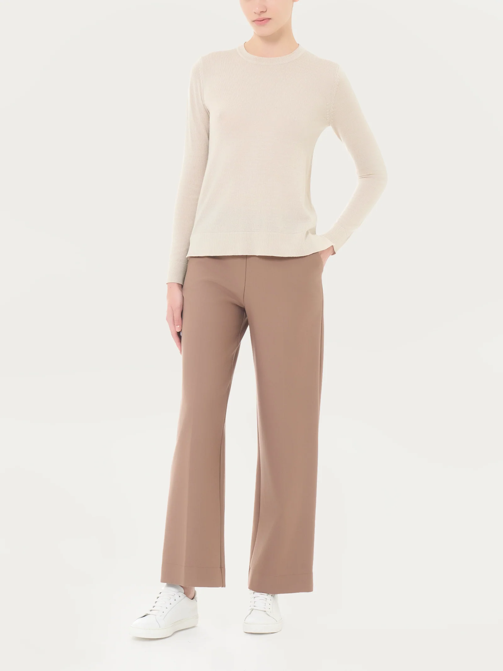 Maglia girocollo in Merino Soft - Chocolate Torte - Image 4