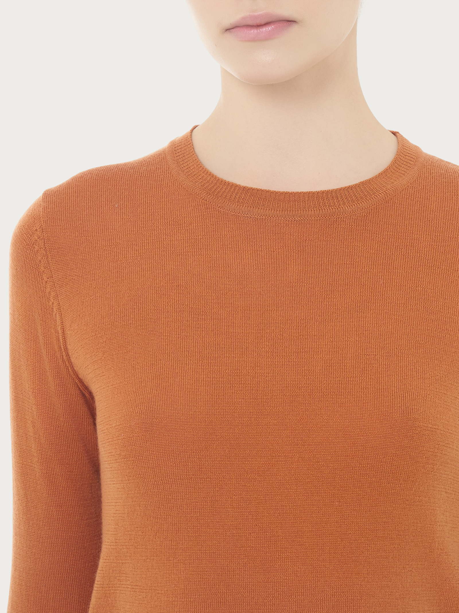 Maglia girocollo in Merino Soft - Rust - Image 3