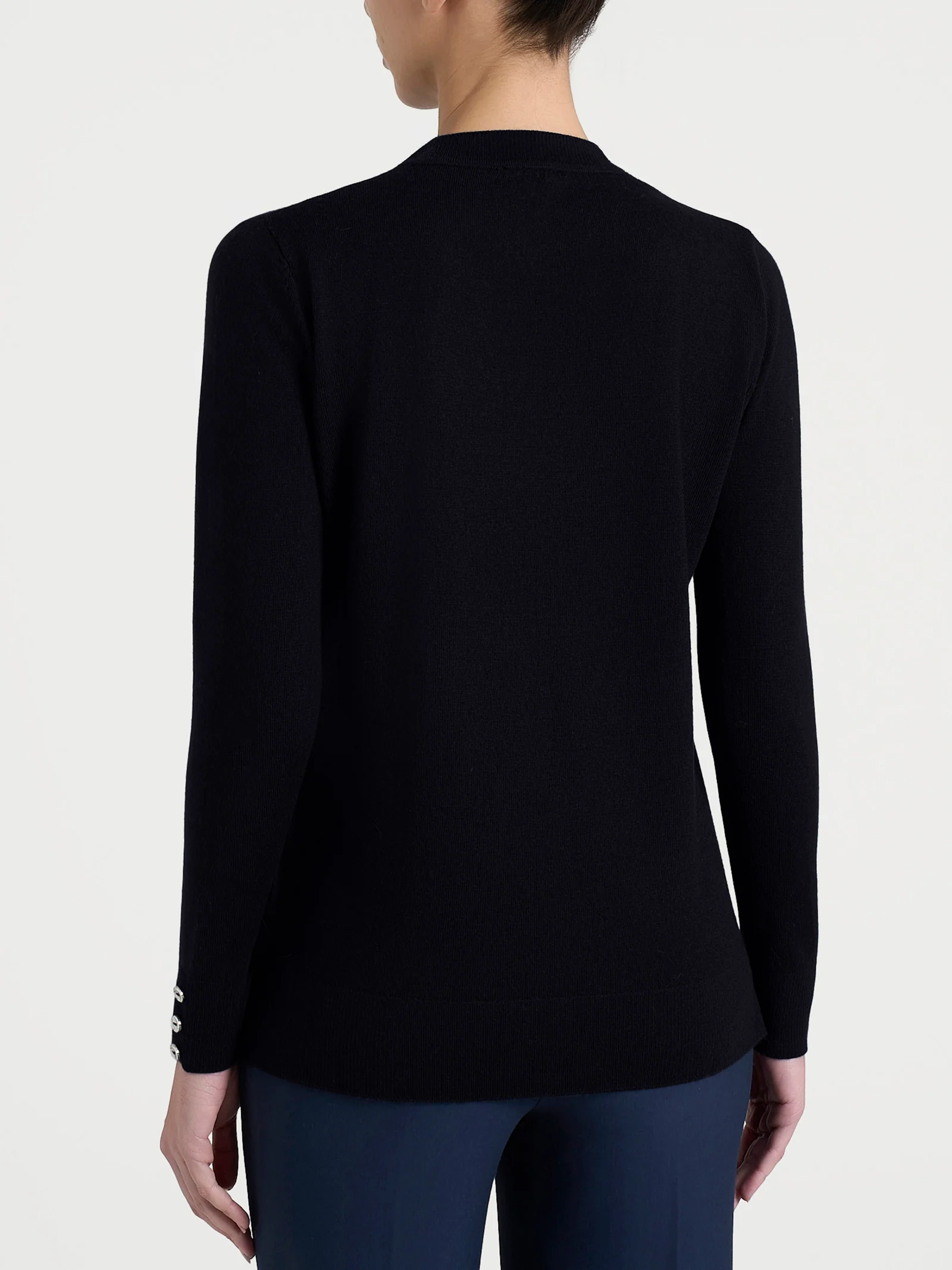 Maglia girocollo in Merino Soft - Nero - Image 2