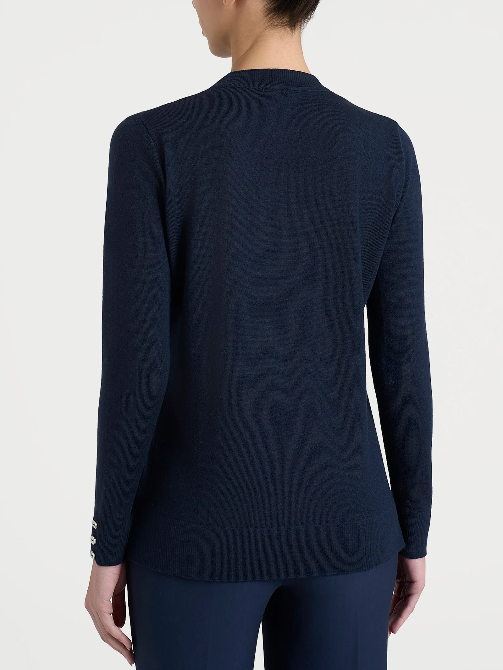 Maglia girocollo in Merino Soft - Bleu - Image 2
