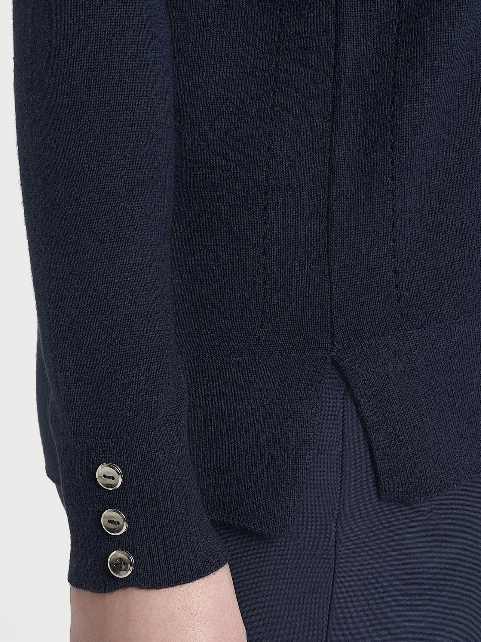 Maglia girocollo in Merino Soft - Bleu - Image 3