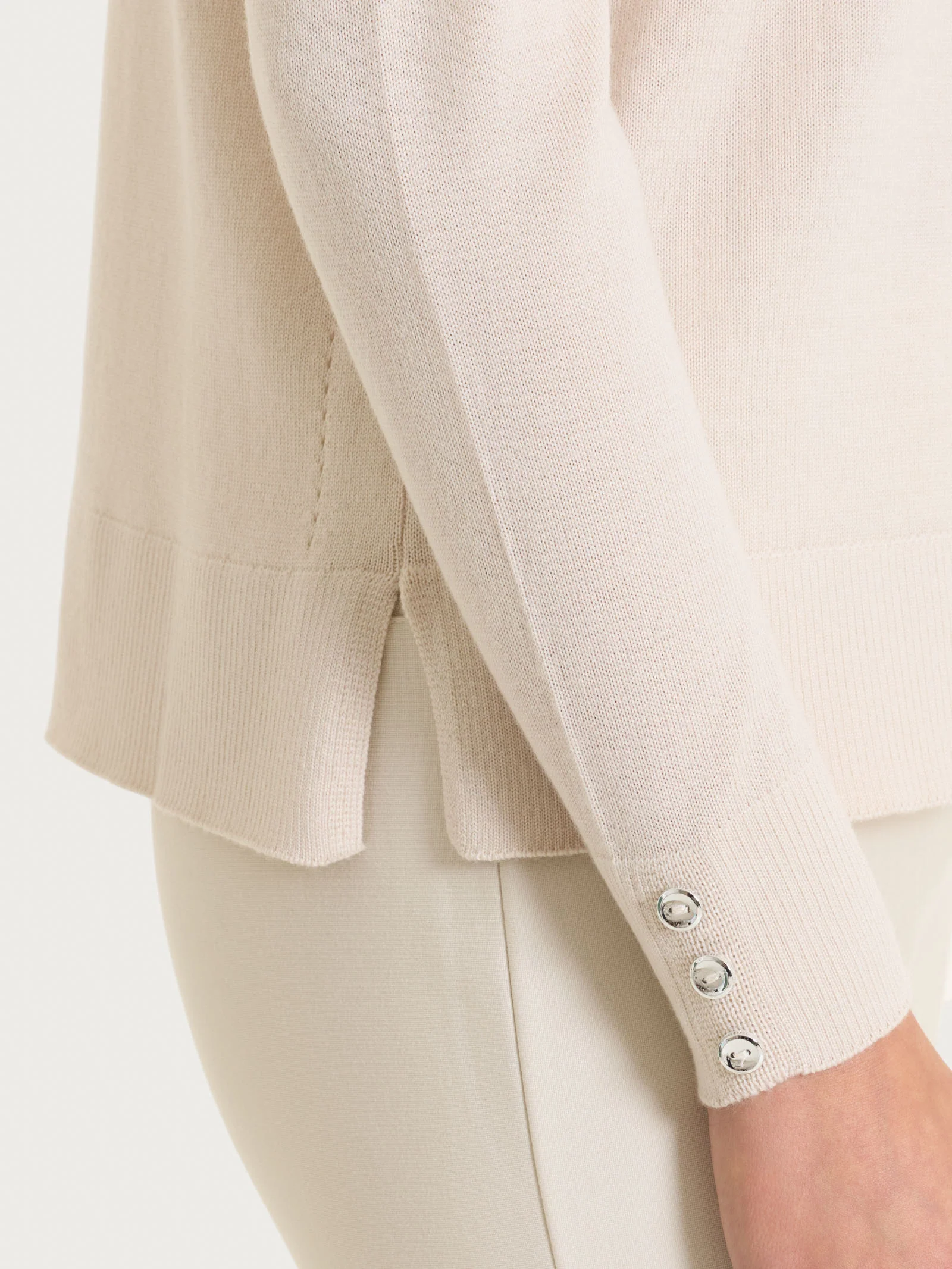 Maglia girocollo in Merino Soft - Champignon - Image 3