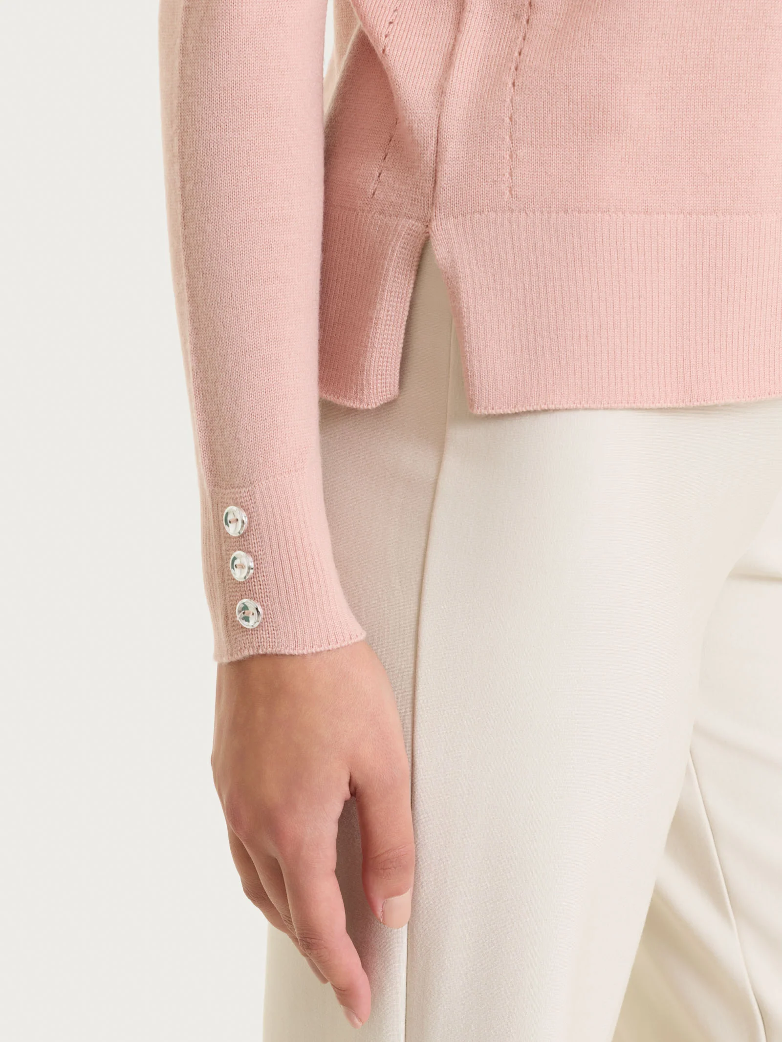Maglia girocollo in Merino Soft - Cameo Rose - Image 3