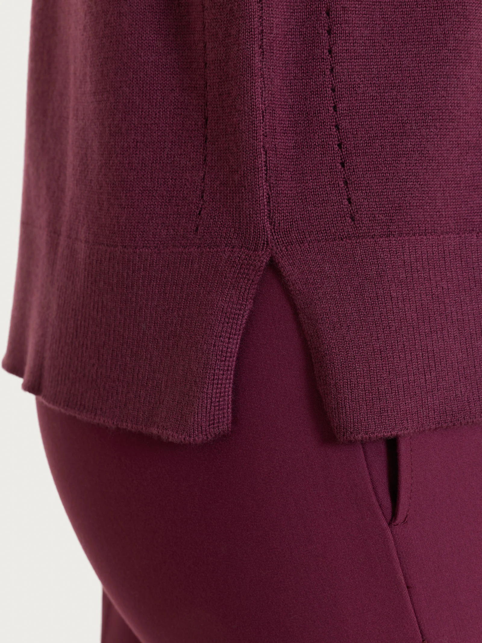 Maglia girocollo in Merino Soft - Fig - Image 2