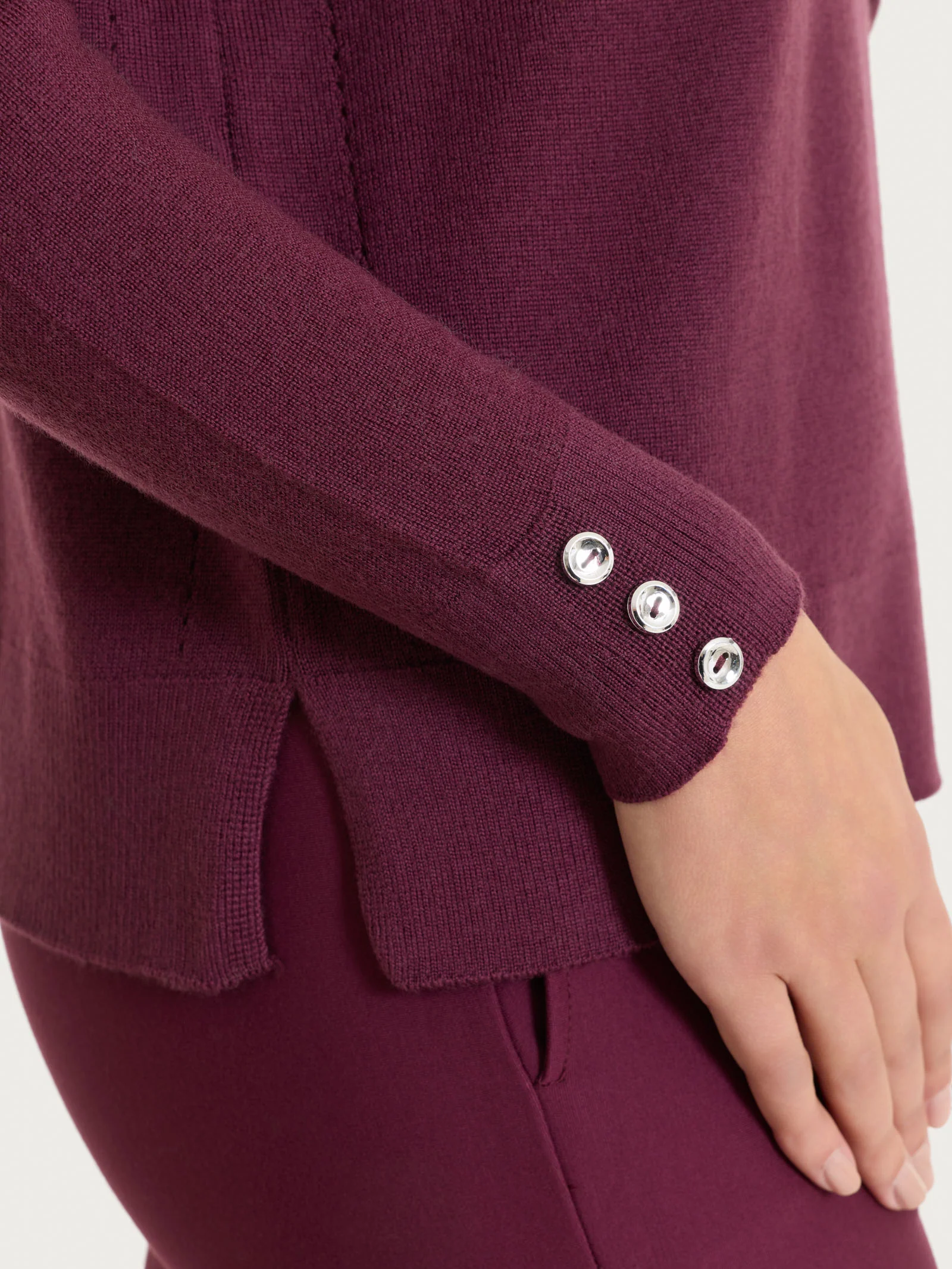 Maglia girocollo in Merino Soft - Fig - Image 3
