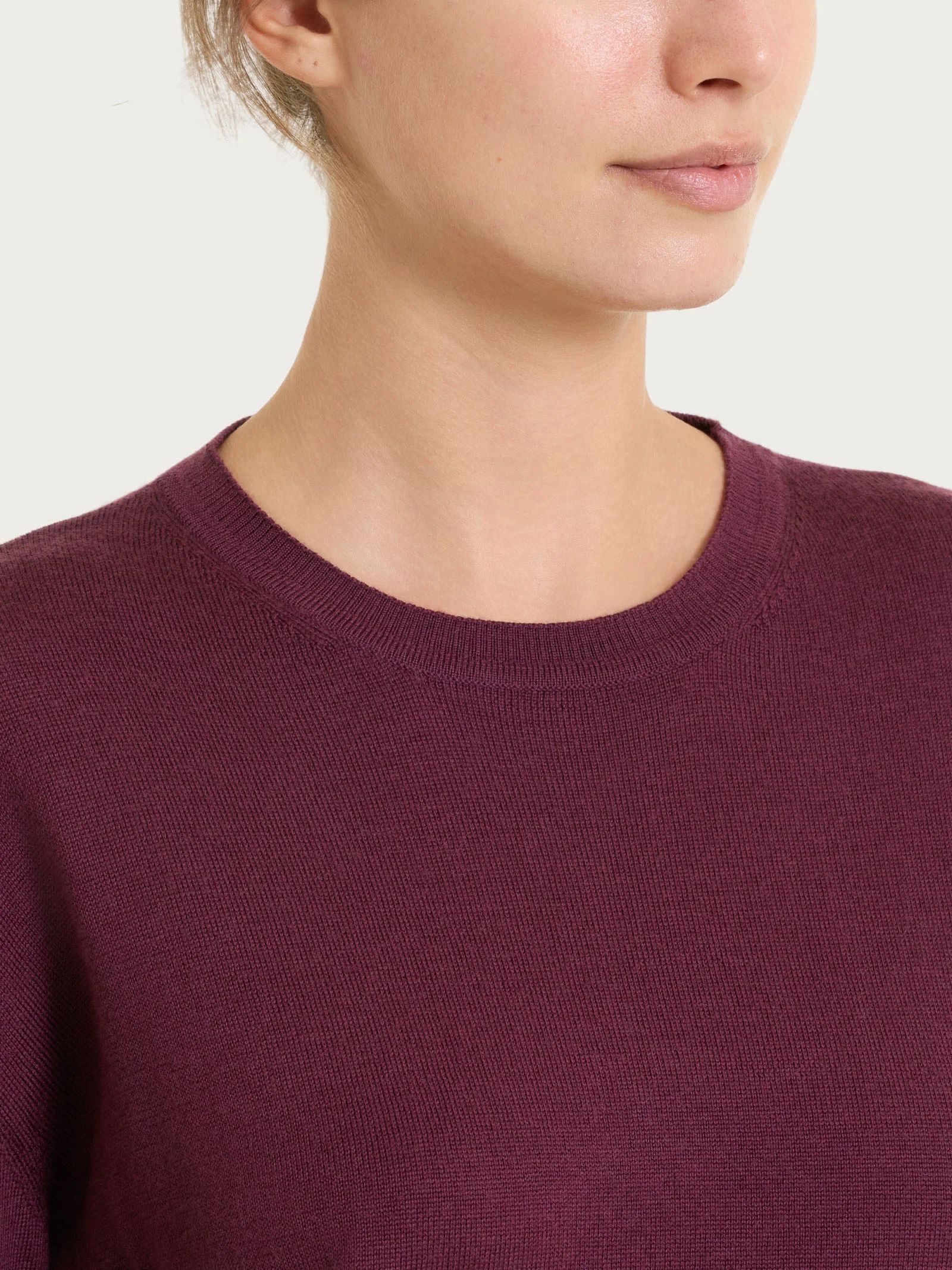 Maglia girocollo in Merino Soft - Fig - Image 4