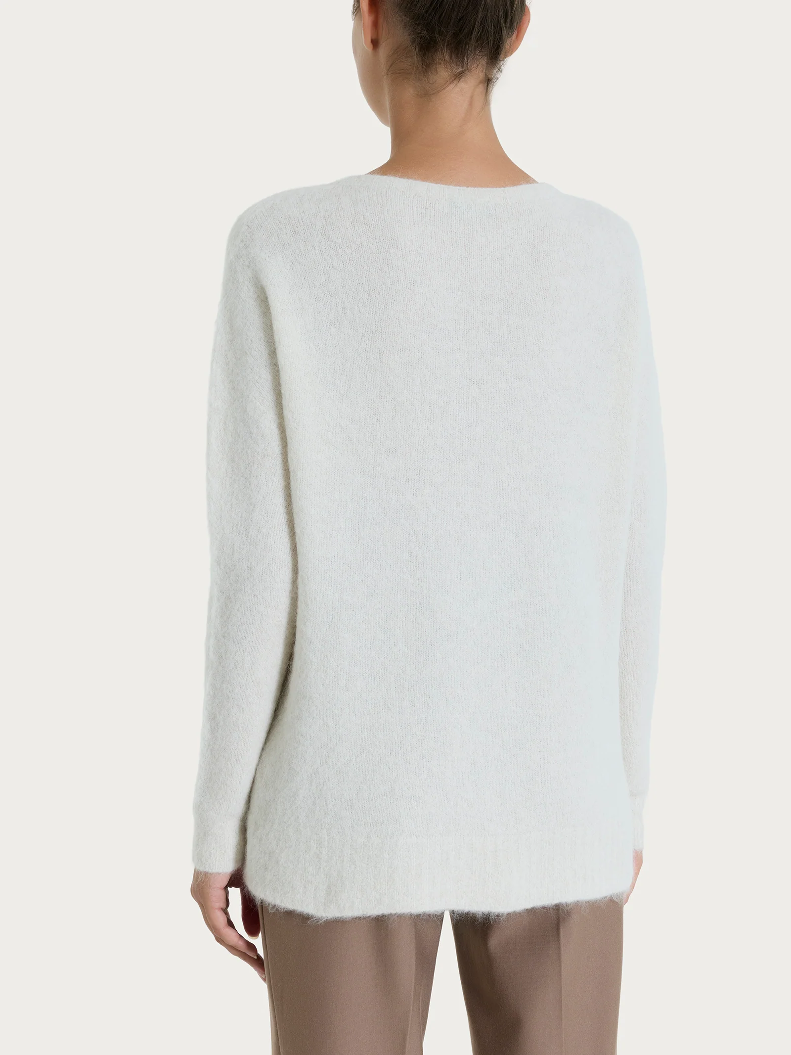 Maglia girocollo in Misto Alpaca - Avorio - Image 2