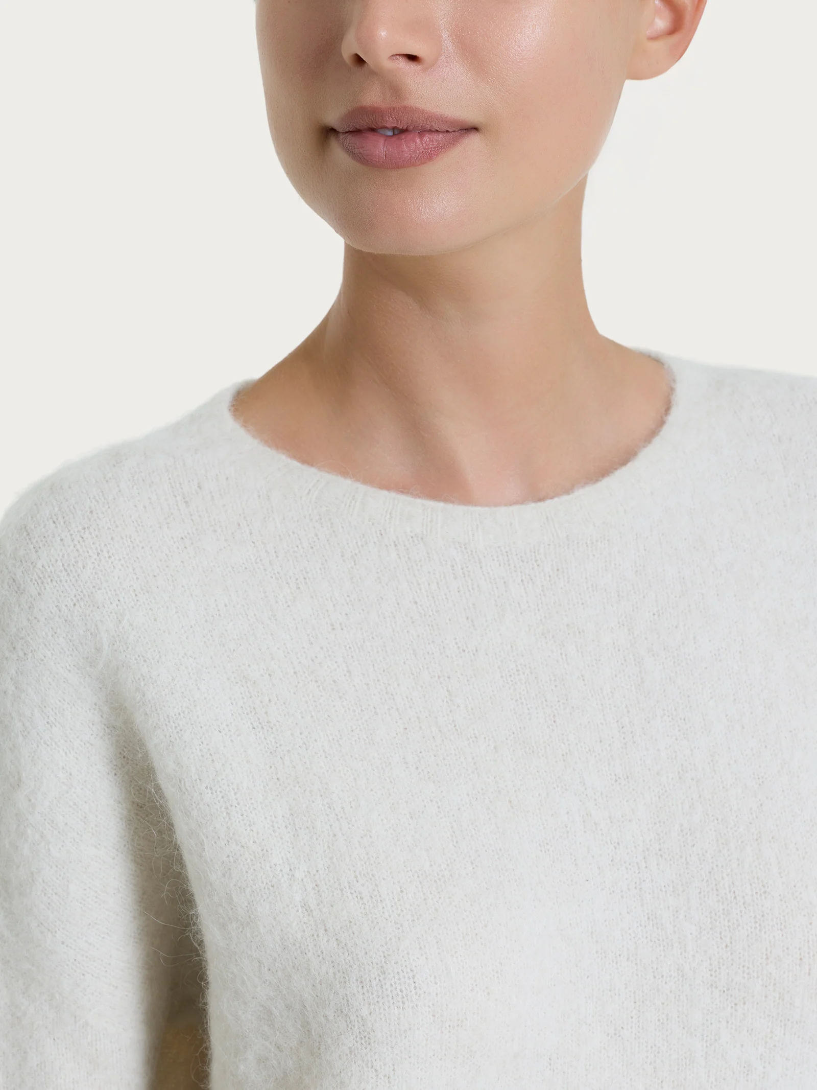 Maglia girocollo in Misto Alpaca - Avorio - Image 3