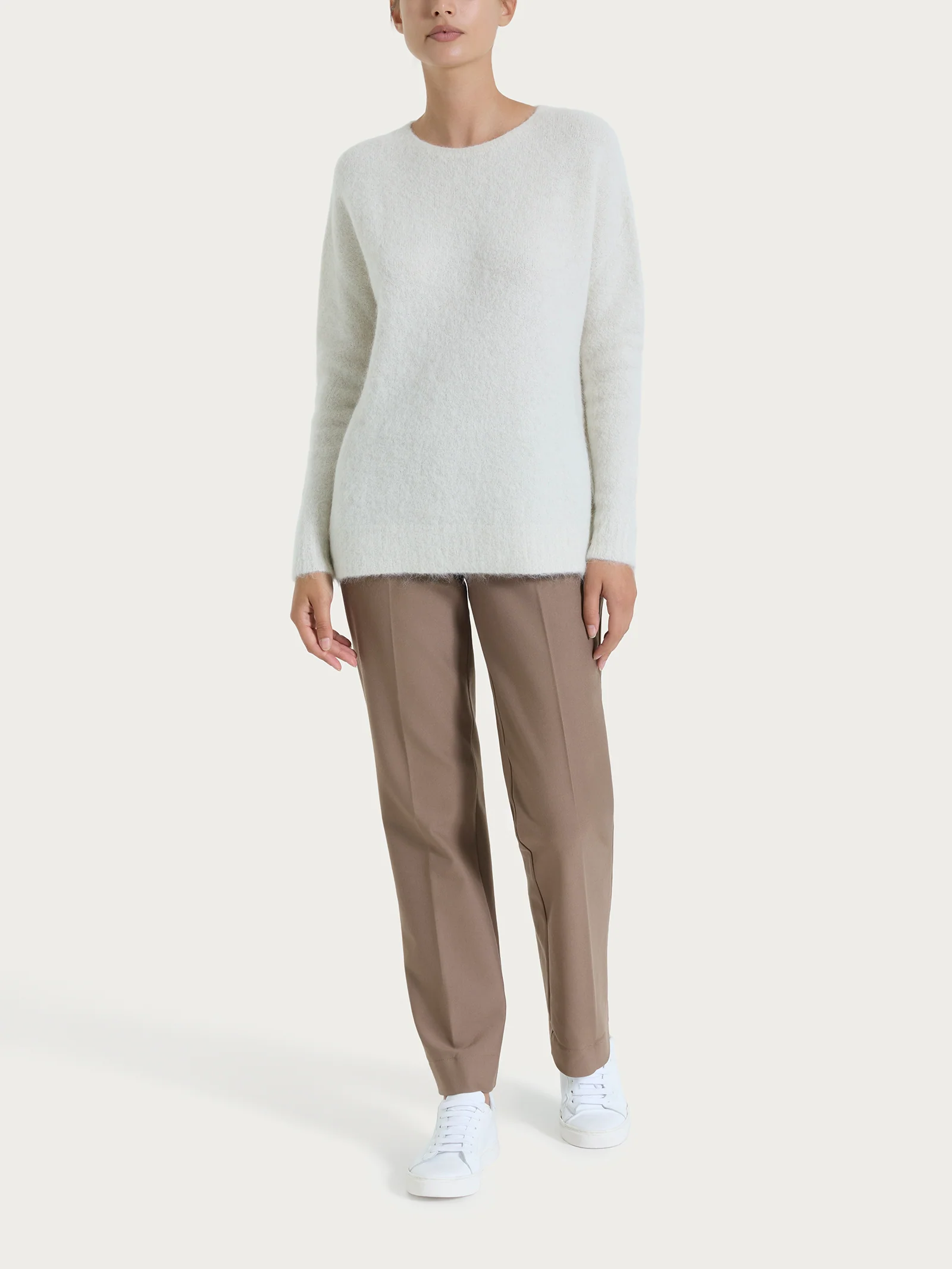 Maglia girocollo in Misto Alpaca - Avorio - Image 4