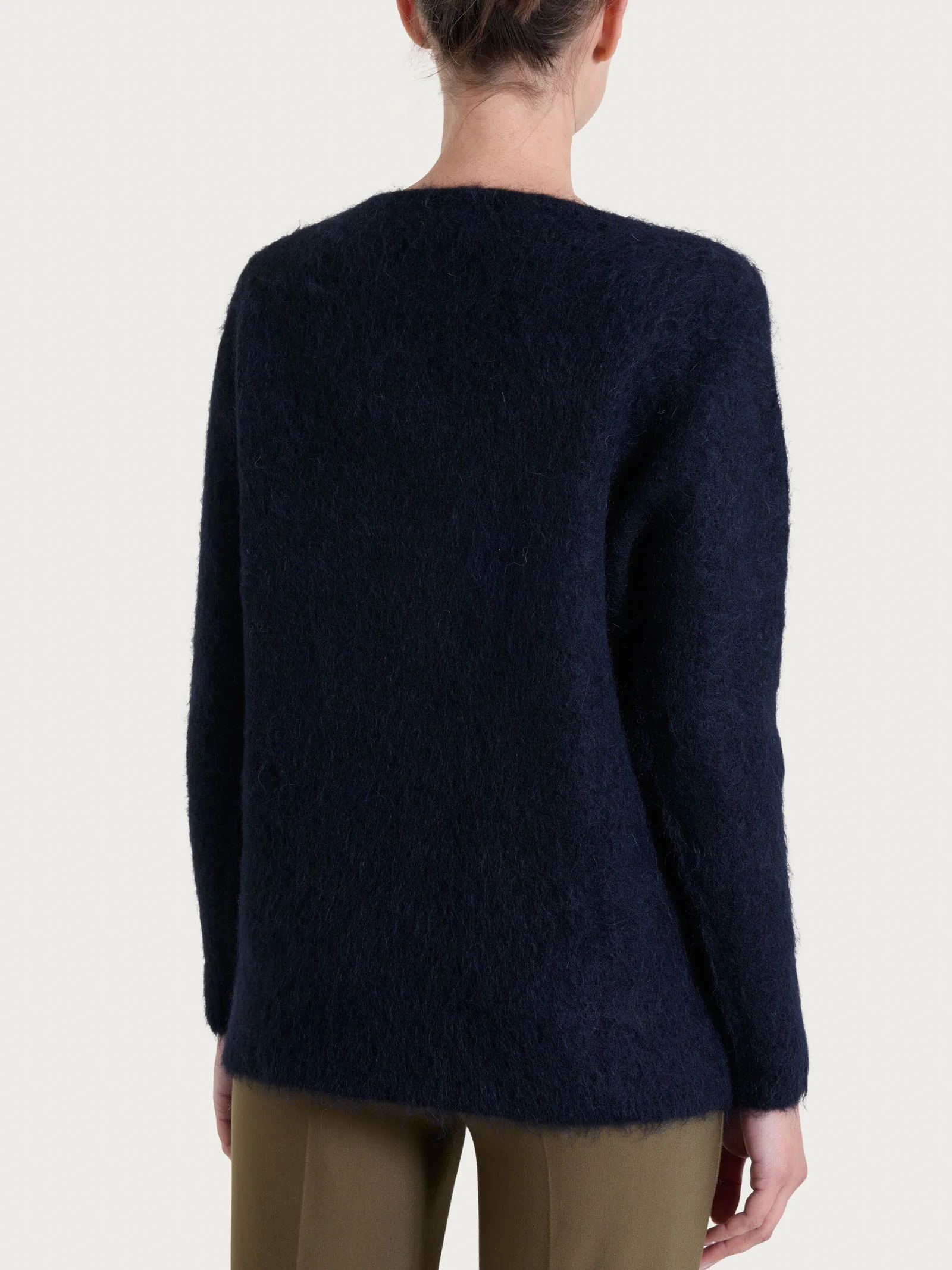 Maglia girocollo in Misto Alpaca - Nero - Image 2