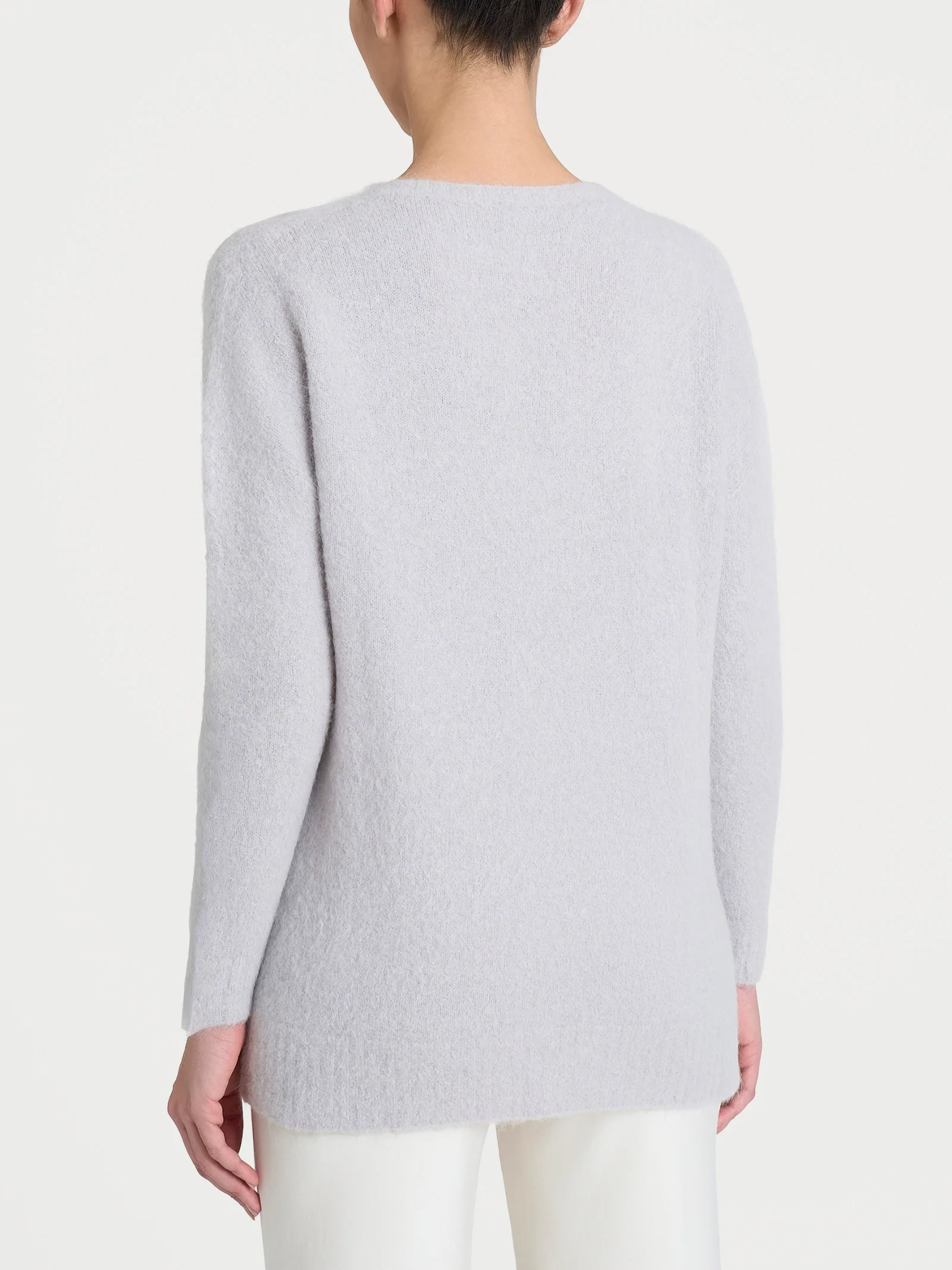 Maglia girocollo in Misto Alpaca - Grigio Perla - Image 2