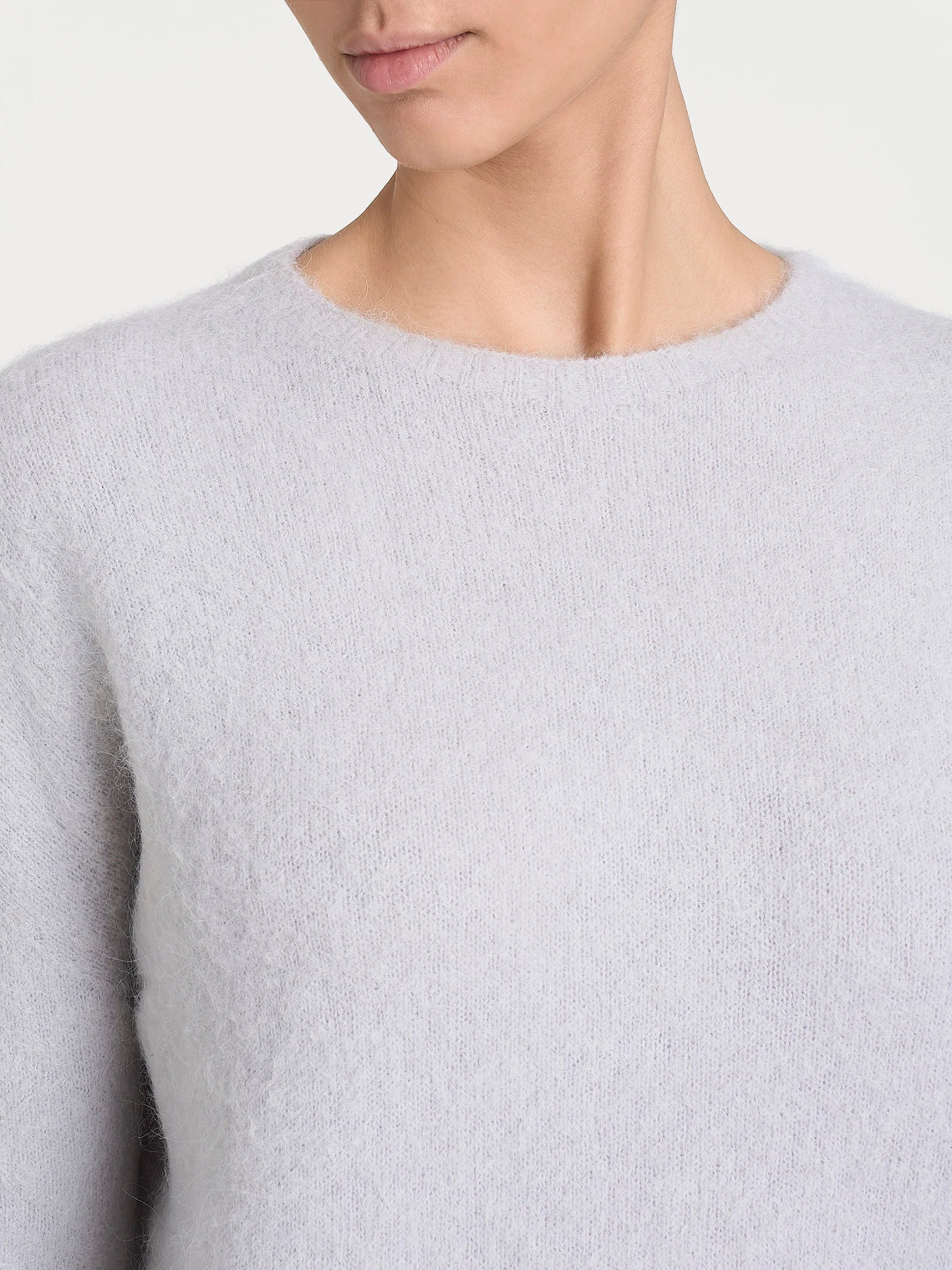 Maglia girocollo in Misto Alpaca - Grigio Perla - Image 3