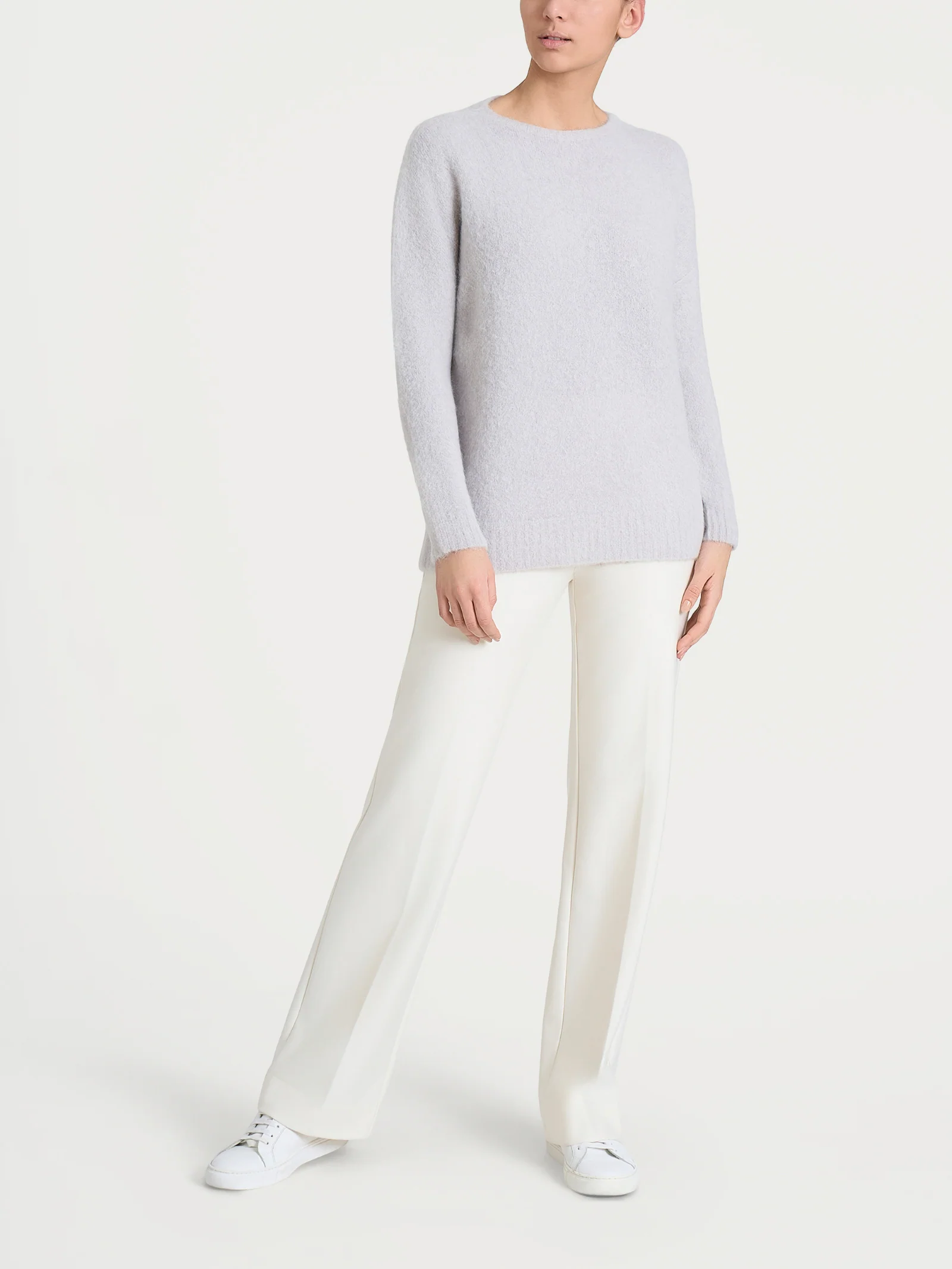 Maglia girocollo in Misto Alpaca - Grigio Perla - Image 4