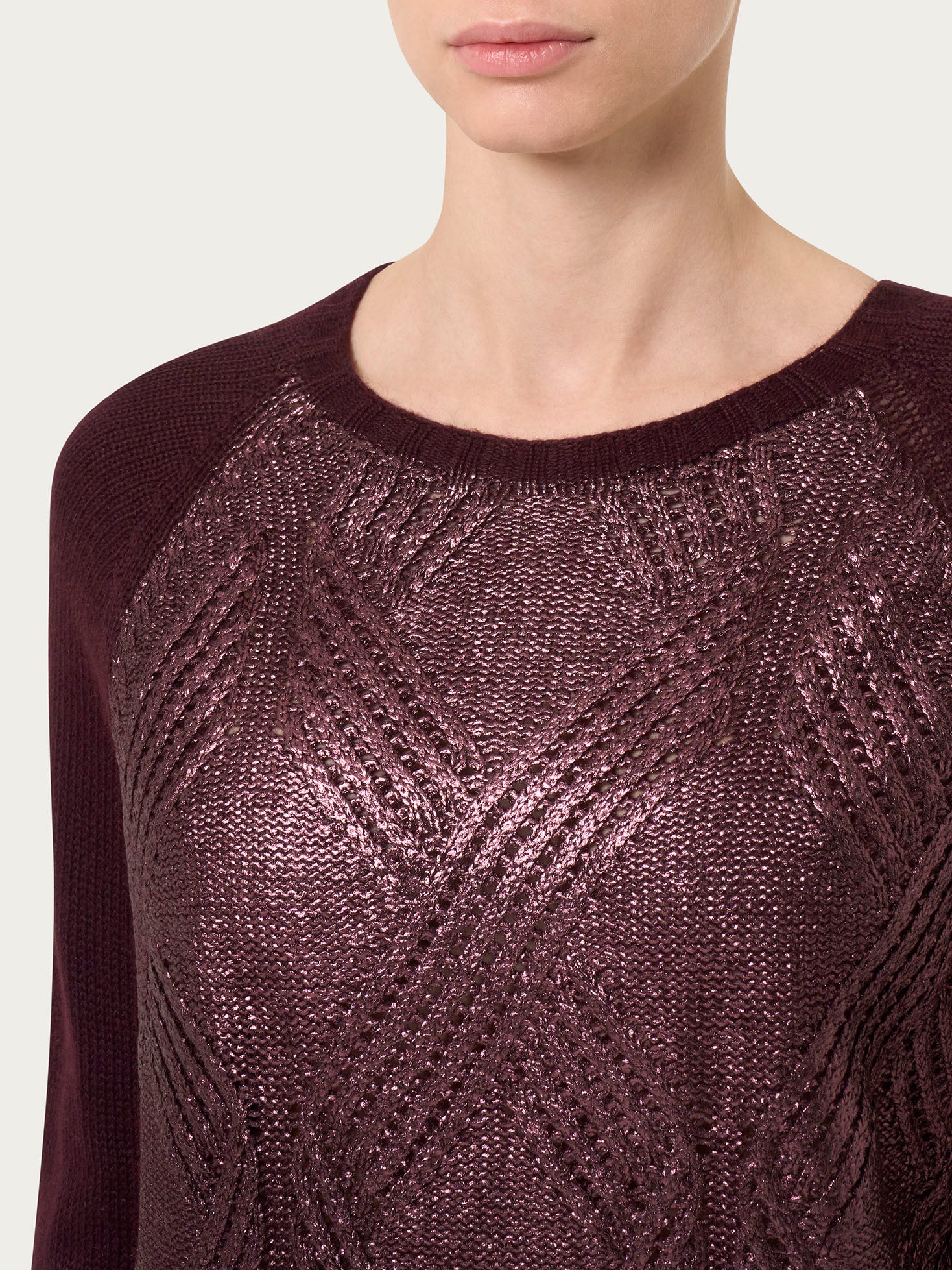 Maglia girocollo in misto angora - Plum Perfect - Image 3