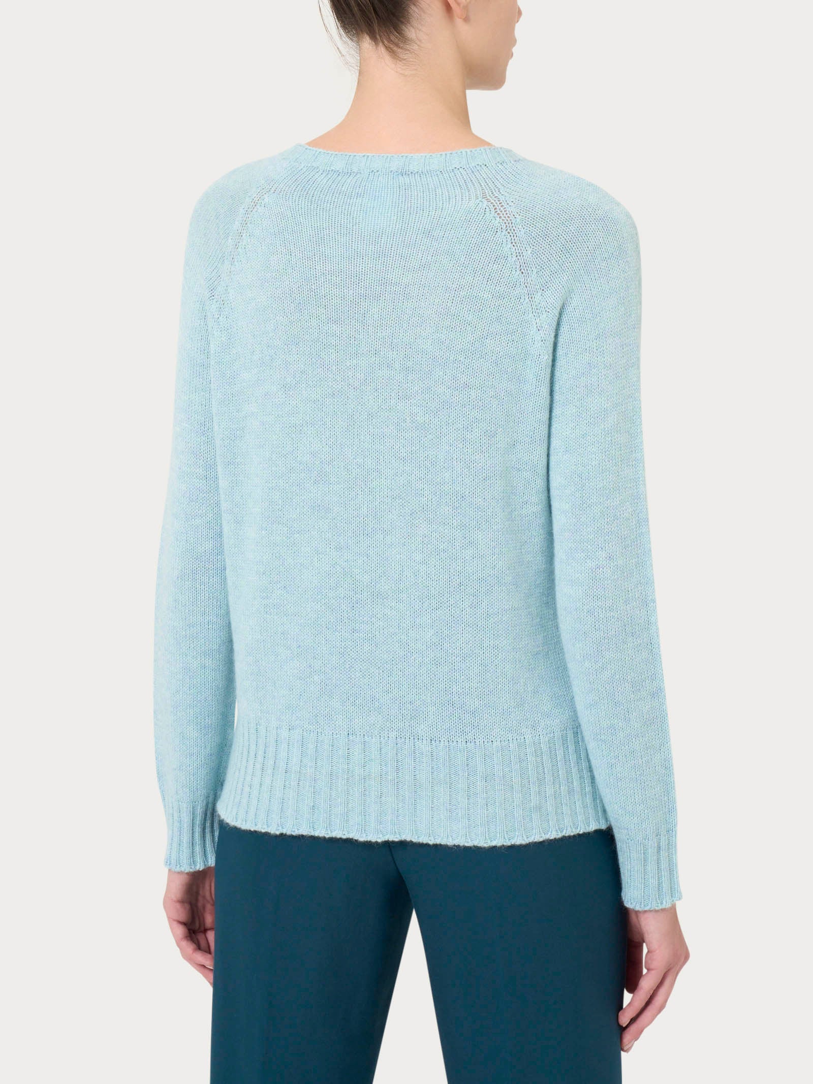 Maglia girocollo in misto angora - Nile Blue Mel. - Image 2