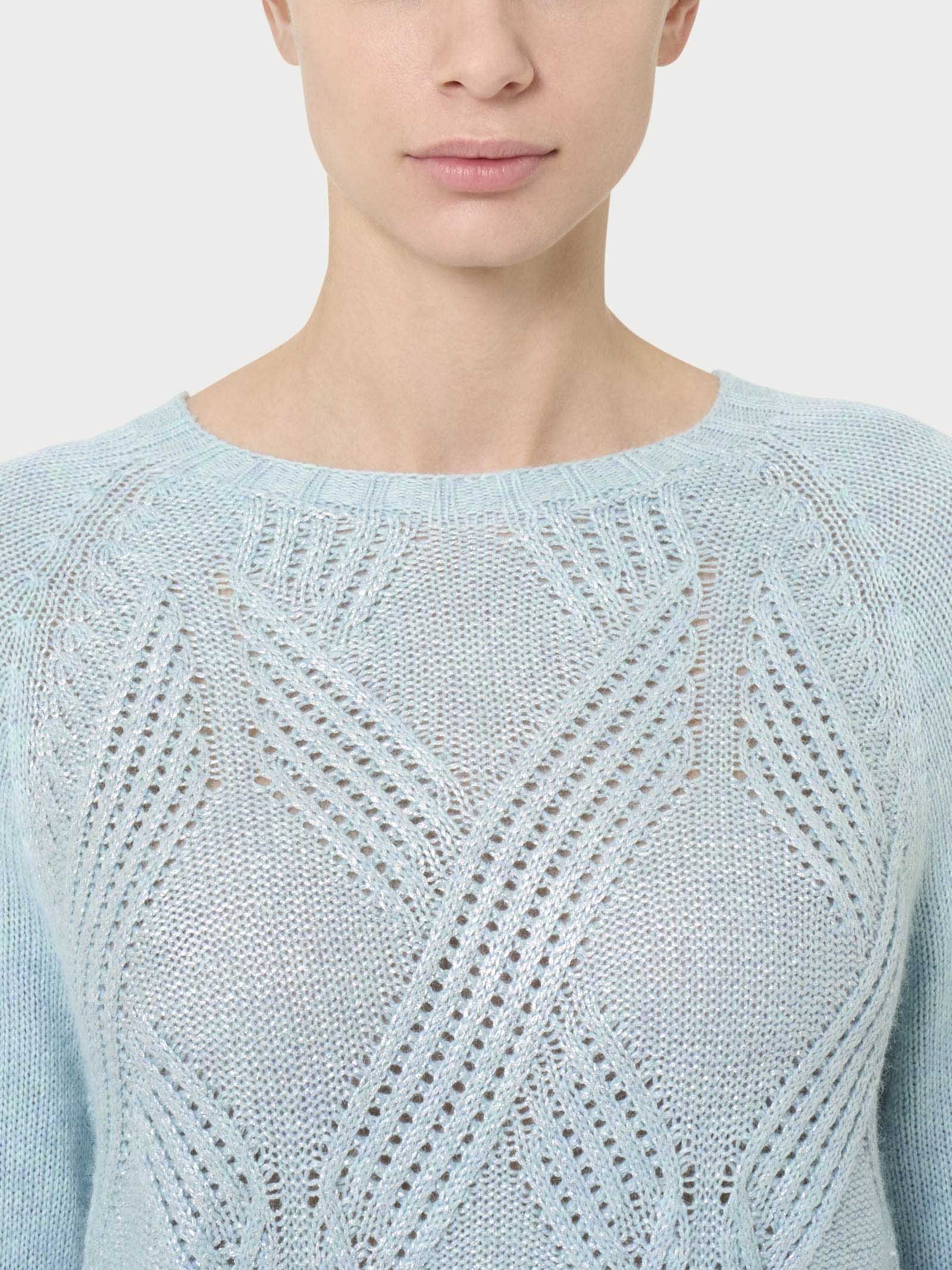 Maglia girocollo in misto angora - Nile Blue Mel. - Image 3