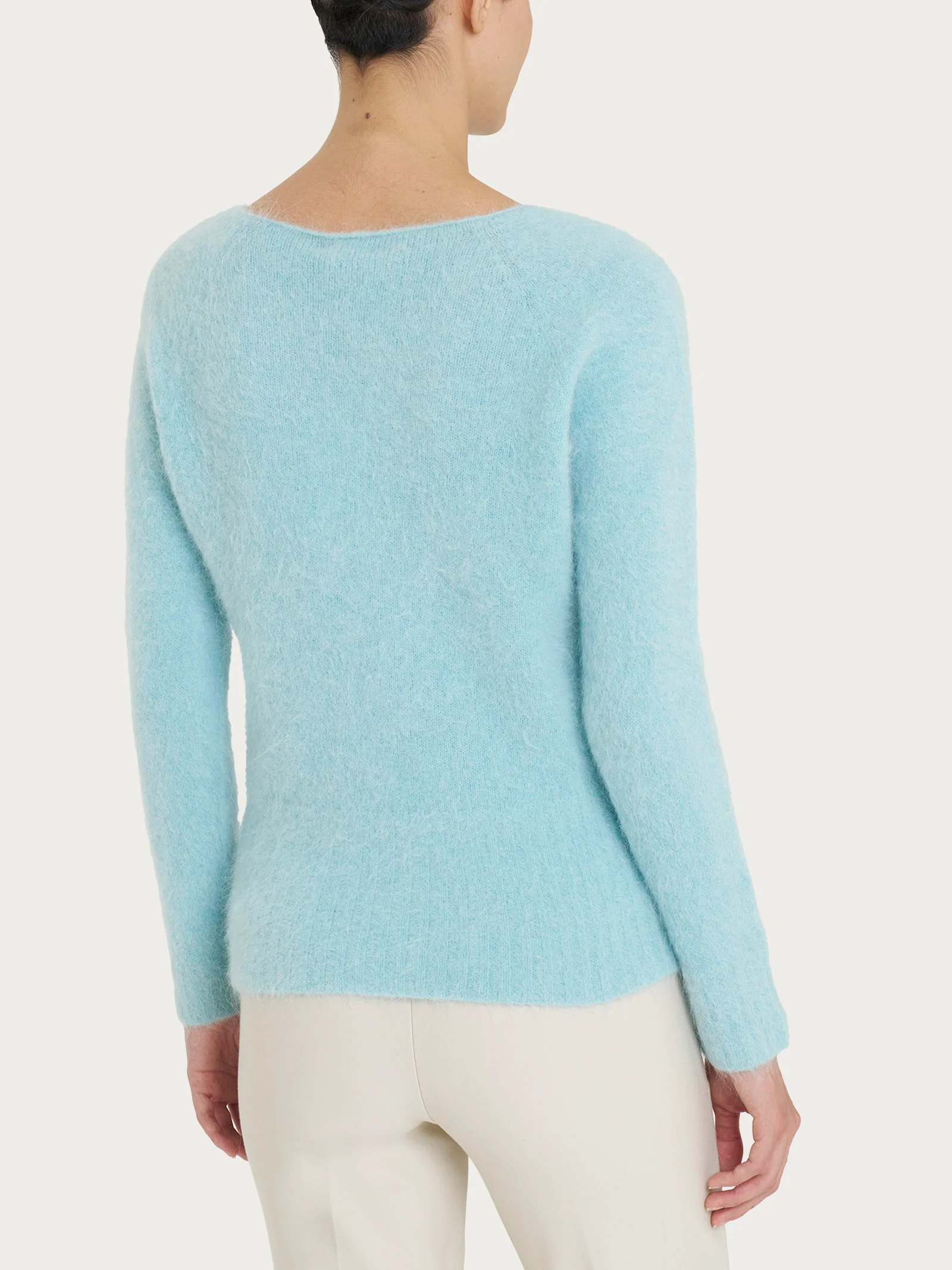 Maglia girocollo in misto lana e alpaca - Nile Blue - Image 2