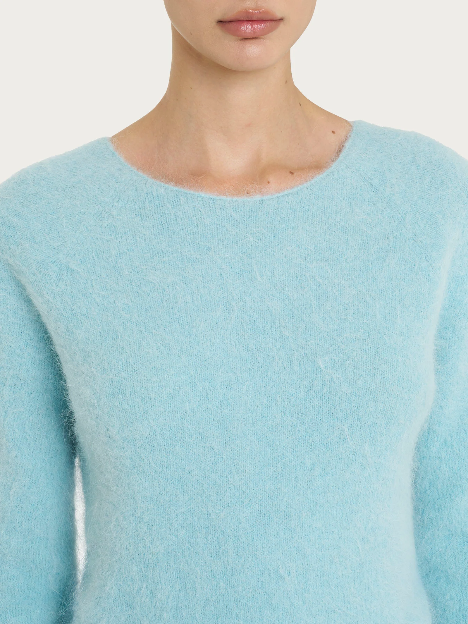 Maglia girocollo in misto lana e alpaca - Nile Blue - Image 3