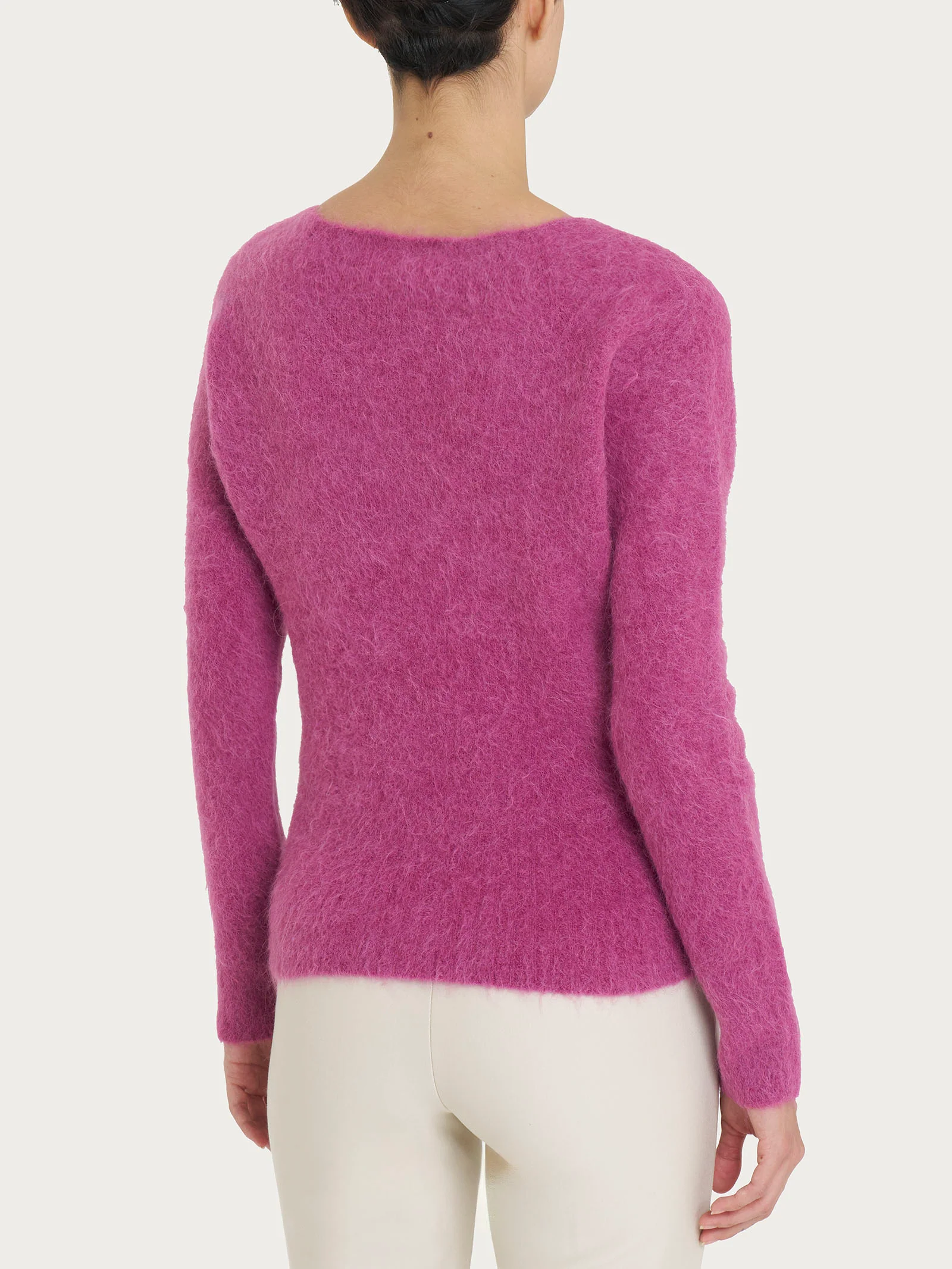Maglia girocollo in misto lana e alpaca - Red Violet - Image 2