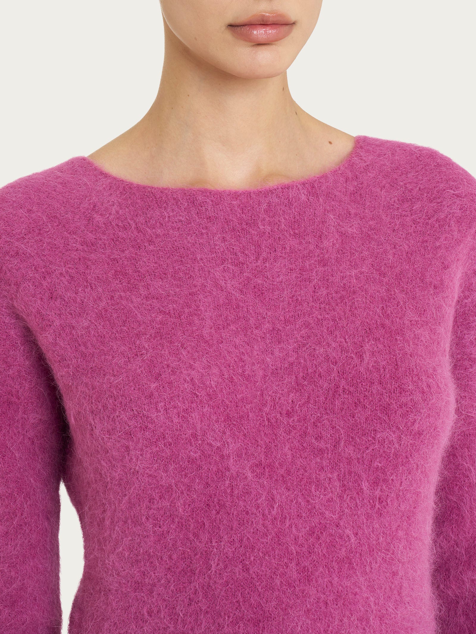 Maglia girocollo in misto lana e alpaca - Red Violet - Image 3