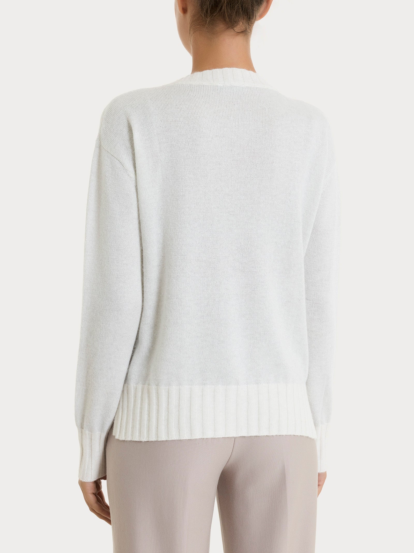 Maglia girocollo in Natural Soft e Lurex - Avorio - Image 2
