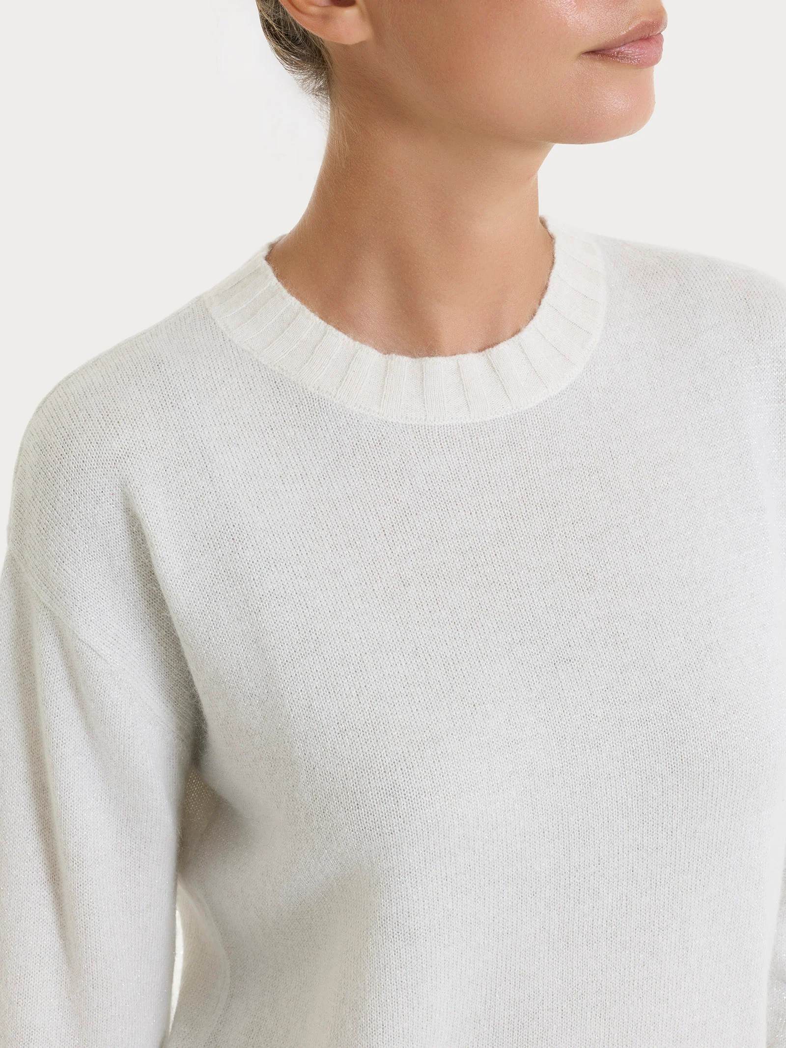 Maglia girocollo in Natural Soft e Lurex - Avorio - Image 3