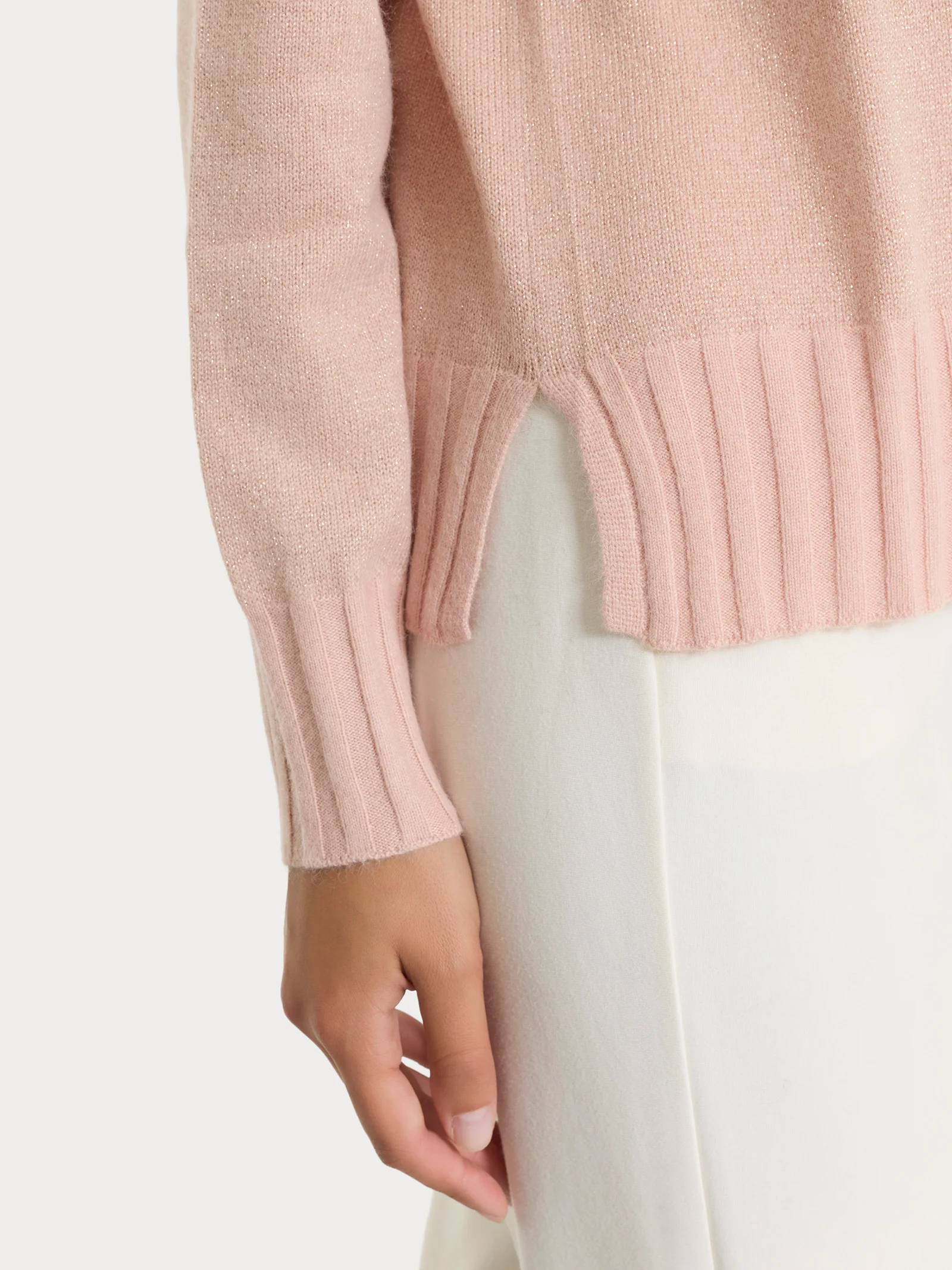 Maglia girocollo in Natural Soft e Lurex - Cameo Rose - Image 3